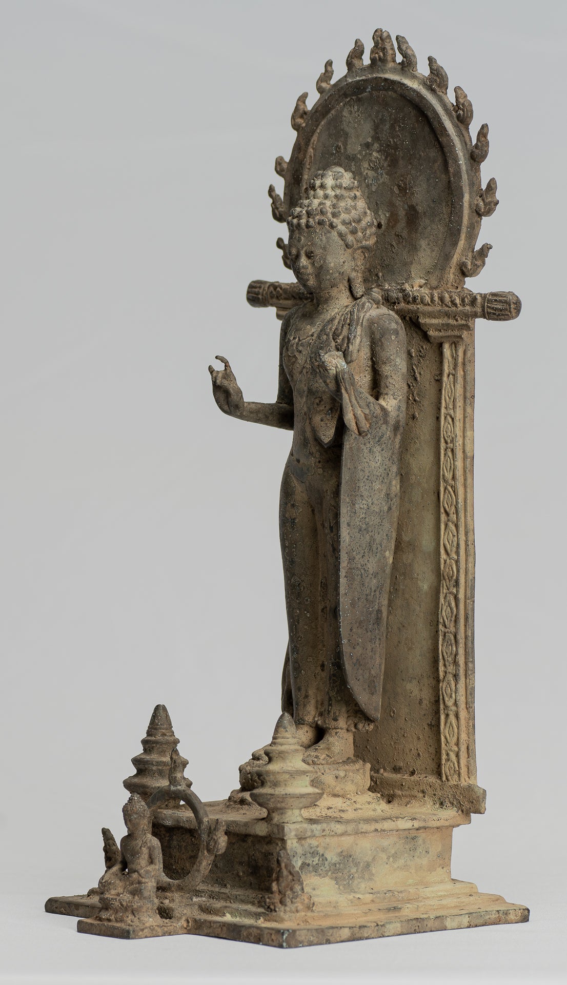 Estatua de Buda - Estilo indonesio antiguo Bronce Javanese enseñanza Buda - 35 cm/14 "