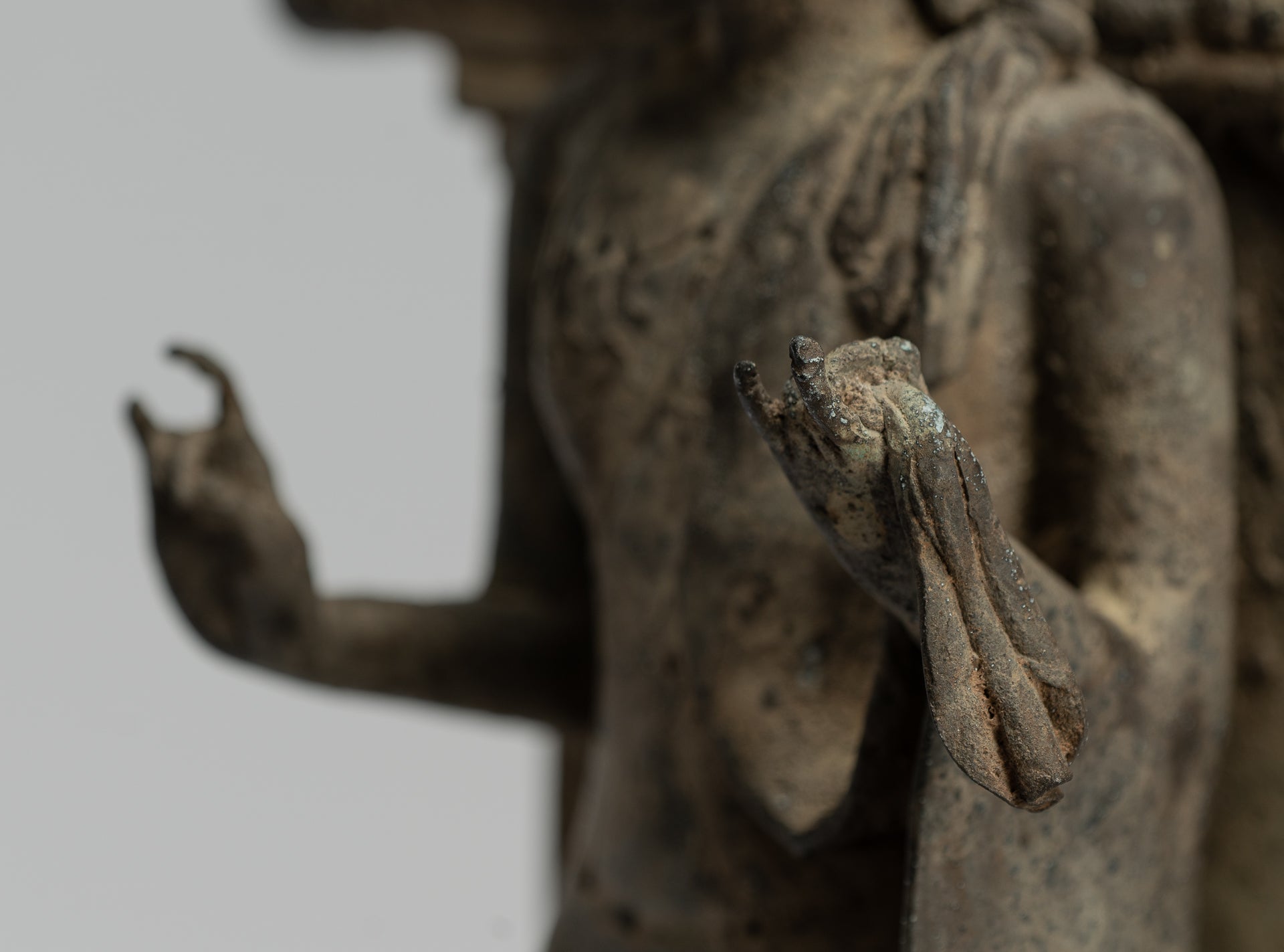 Estatua de Buda - Estilo indonesio antiguo Bronce Javanese enseñanza Buda - 35 cm/14 "