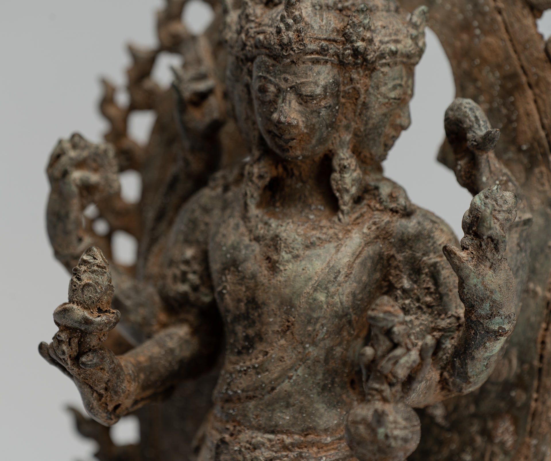 Statue de Brahma – Statue de Brahma debout en bronze de style indonésien antique Majapahit – 32 cm/13"