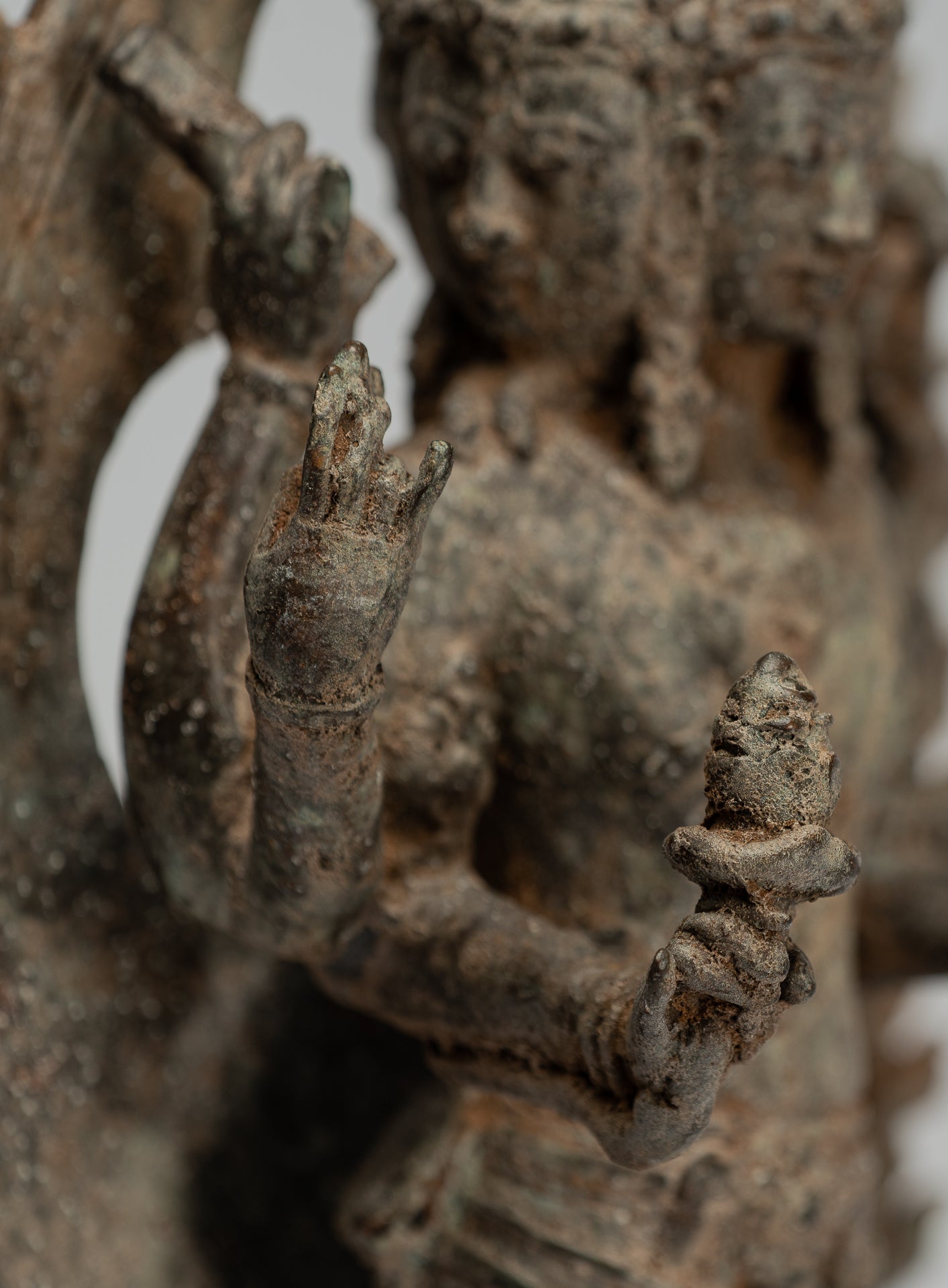 Statue de Brahma – Statue de Brahma debout en bronze de style indonésien antique Majapahit – 32 cm/13"