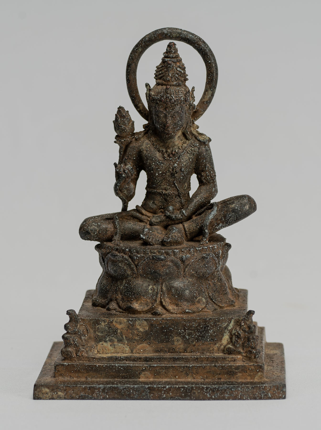 Tara Statue - Antique Java Style Majapahit Seated Bronze Devi Tara Sta ...