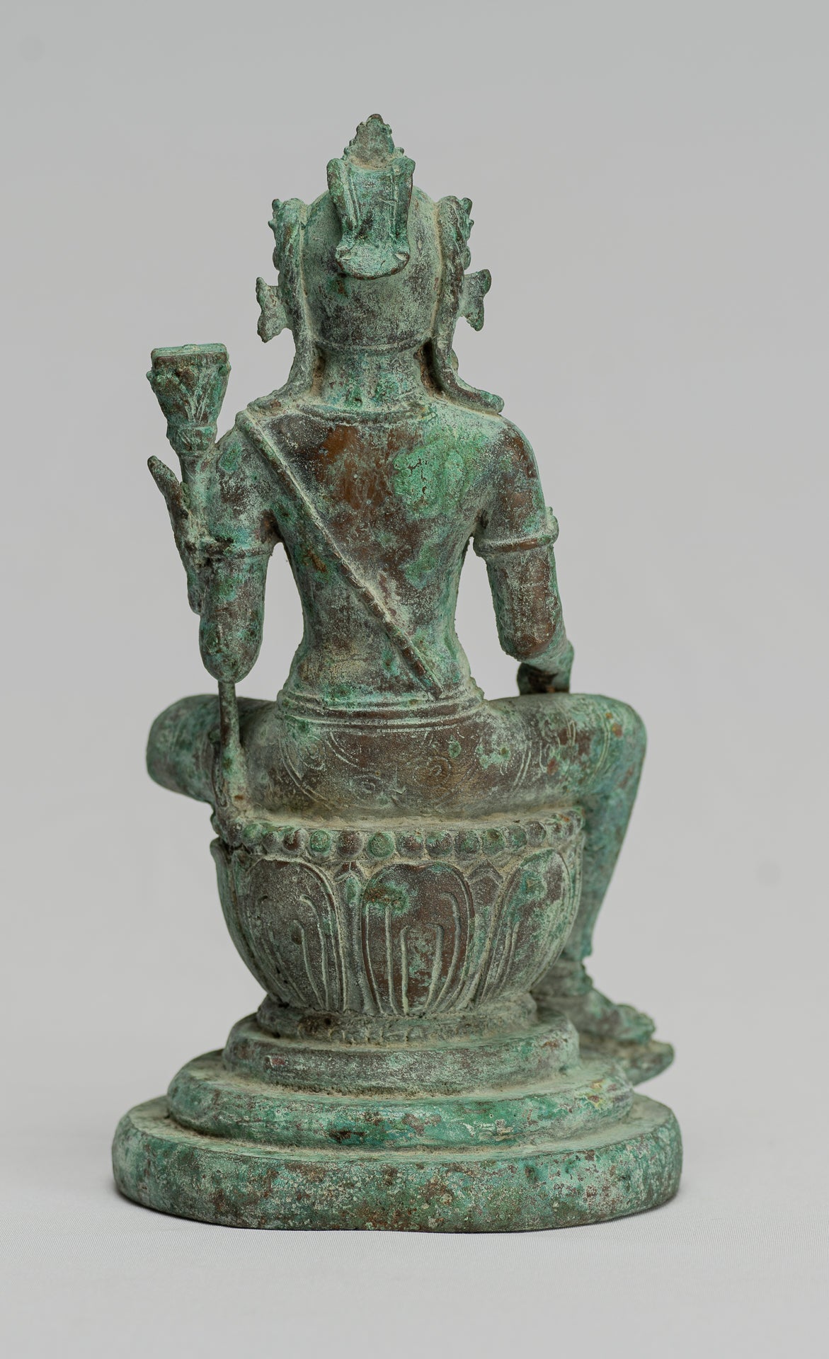 Estatua de Tara - Estatua de Bronce Devi Tara de bronce de bronce sentado de Majapahit antiguo - 20.5cm/8 "