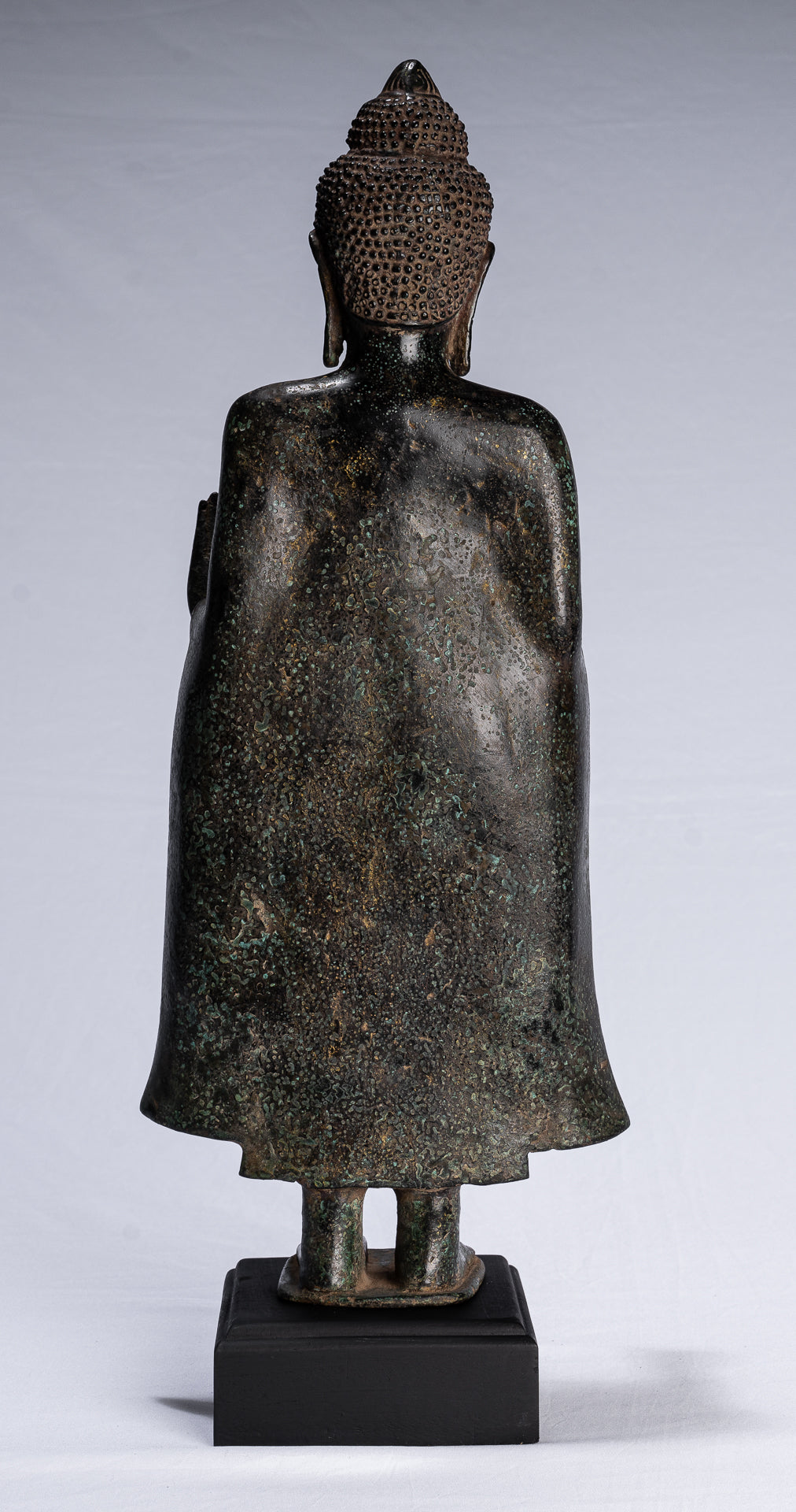 Statua Buddha - Antique Khmer in stile Khmer Bronzo in piedi Abhaya Protezione Buddha Statua - 50 cm/20 "