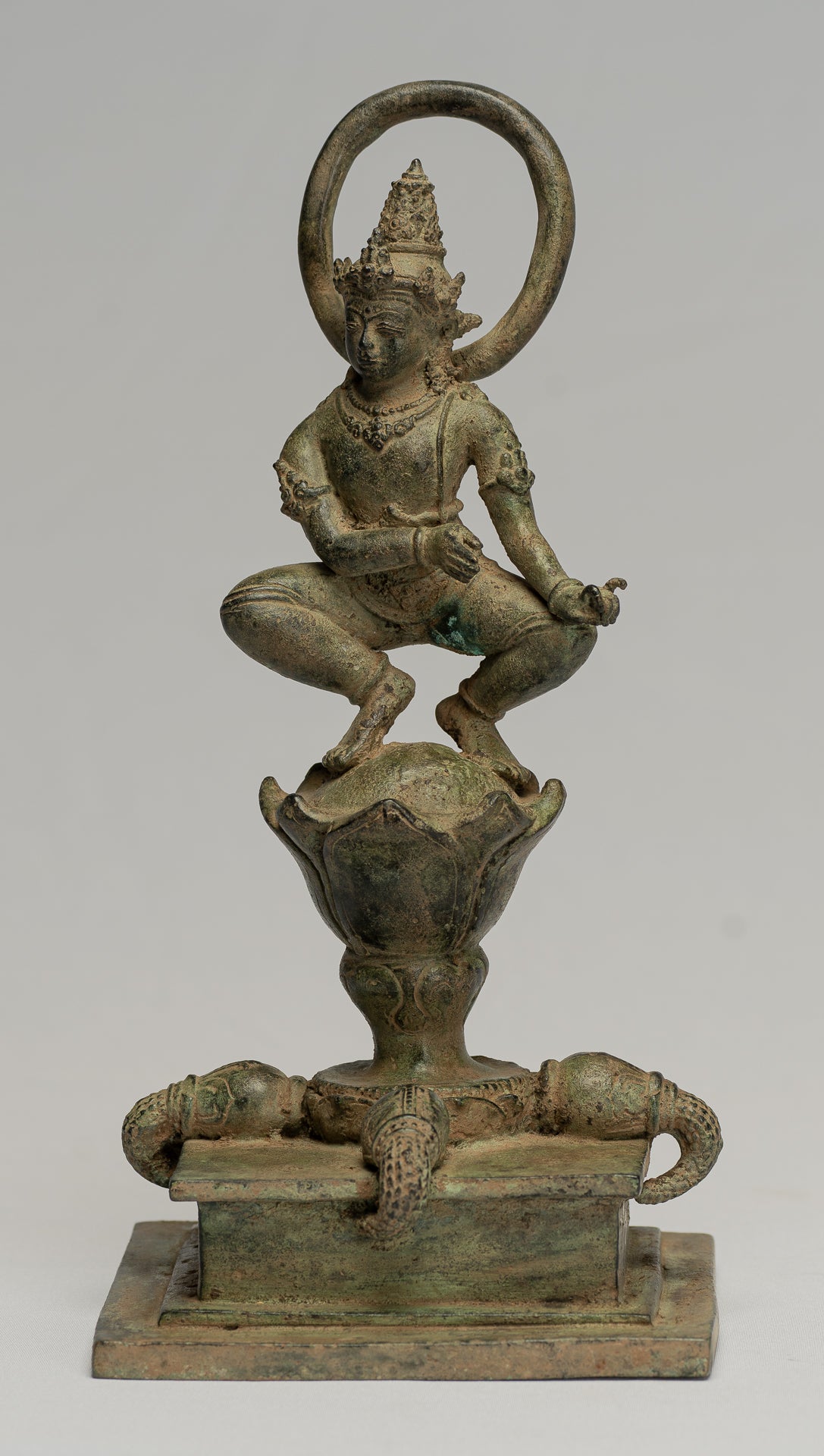 Tara Statue - Antique Java Style Majapahit Seated Bronze Devi Tara Statue - 26cm/10"