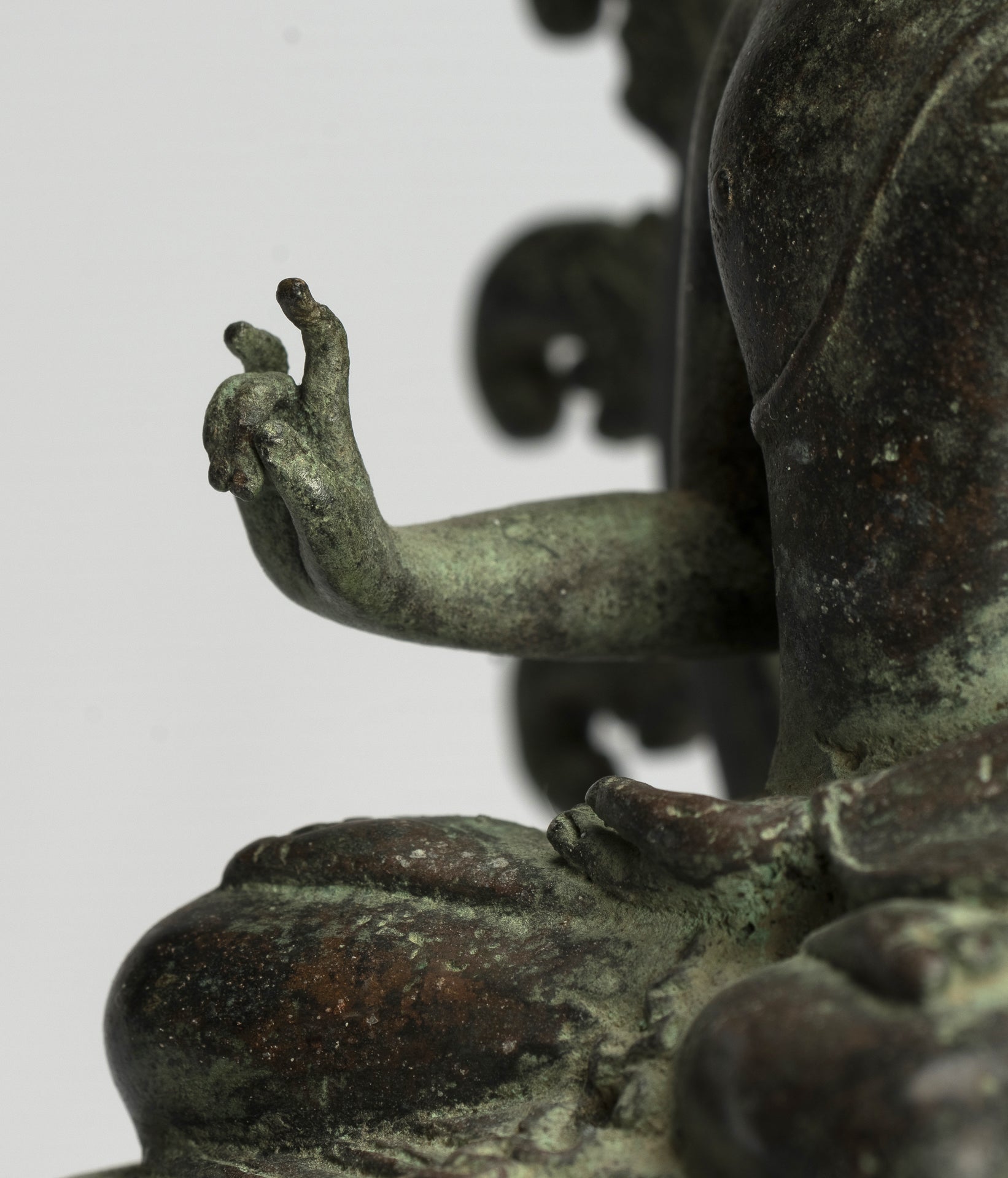 Estatua de Buda - Estilo indonesio antiguo de bronce sentado Javanés Buda - 25 cm/10 "