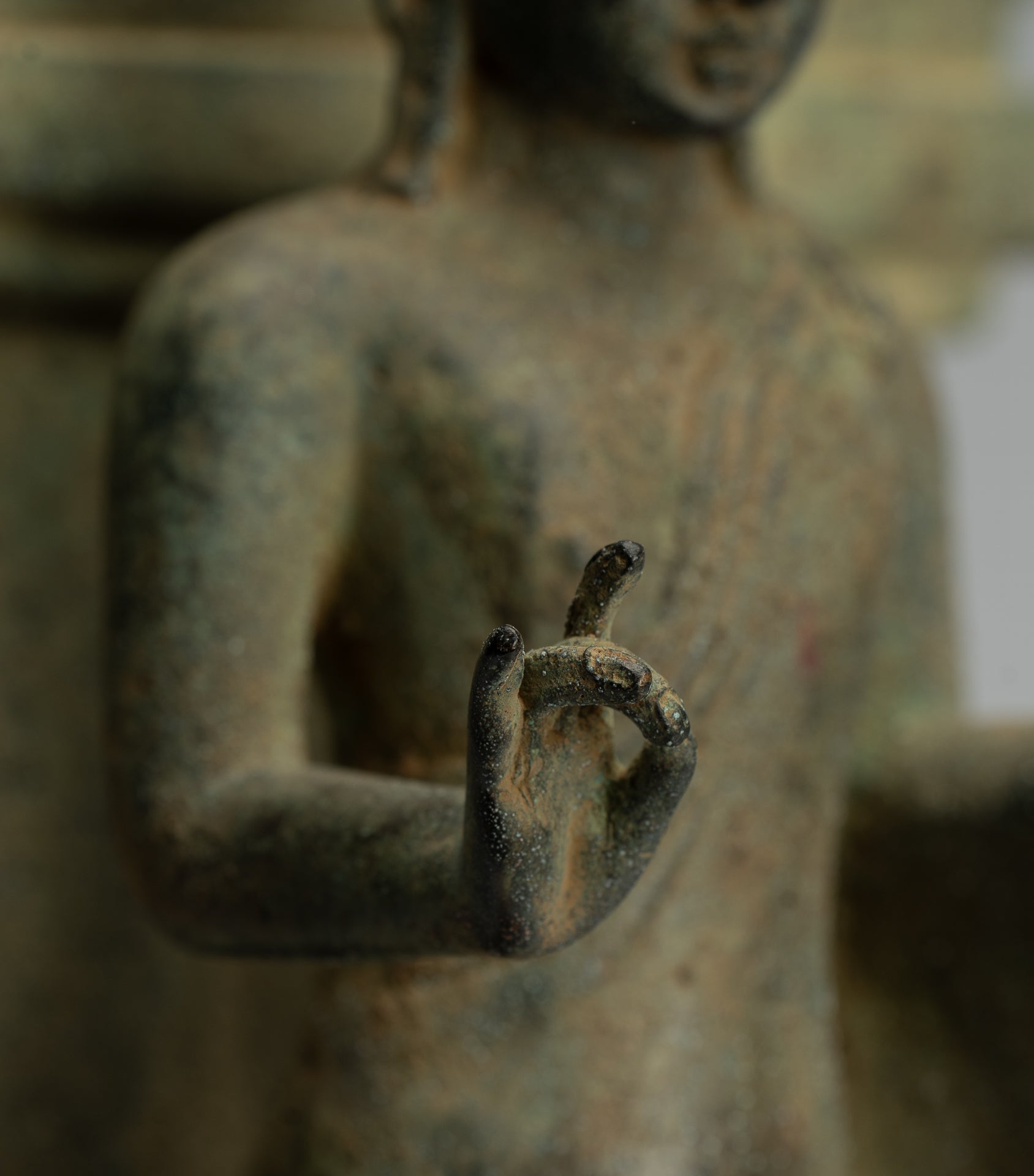 Estatua de Buda - Estilo indonesio antiguo Bronce Javanese enseñanza Buda - 36 cm/14 "