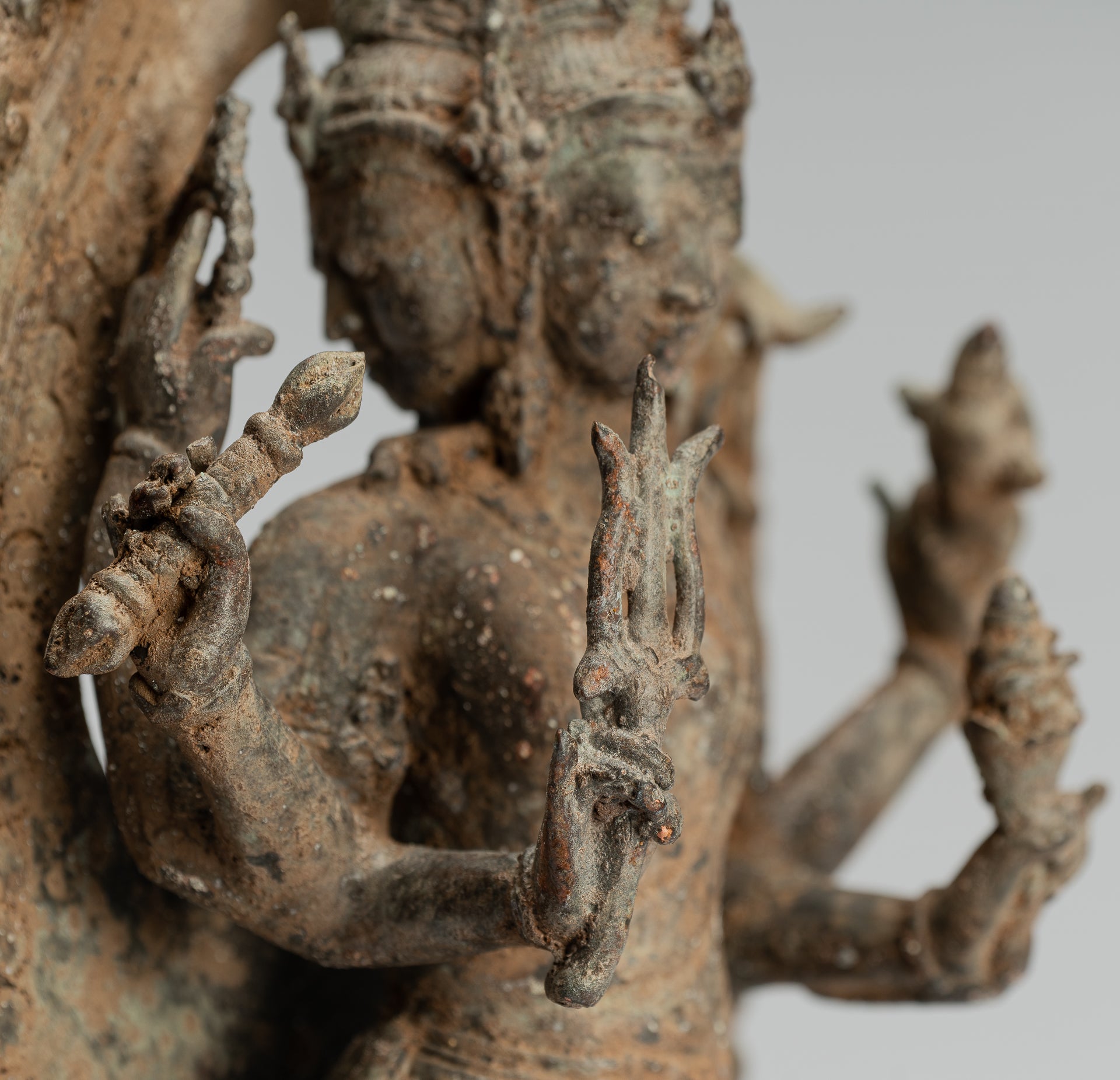 Estatua de Brahma - Estatua de bronce de bronce de bronce de estilo indonesio antiguo - 31 cm/12 "