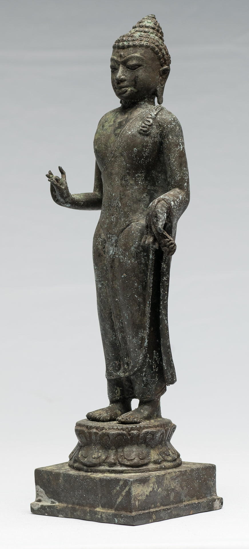 Estatua de Buda - Estilo indonesio antiguo Bronce Javanese enseñanza Buda - 37 cm/15 "