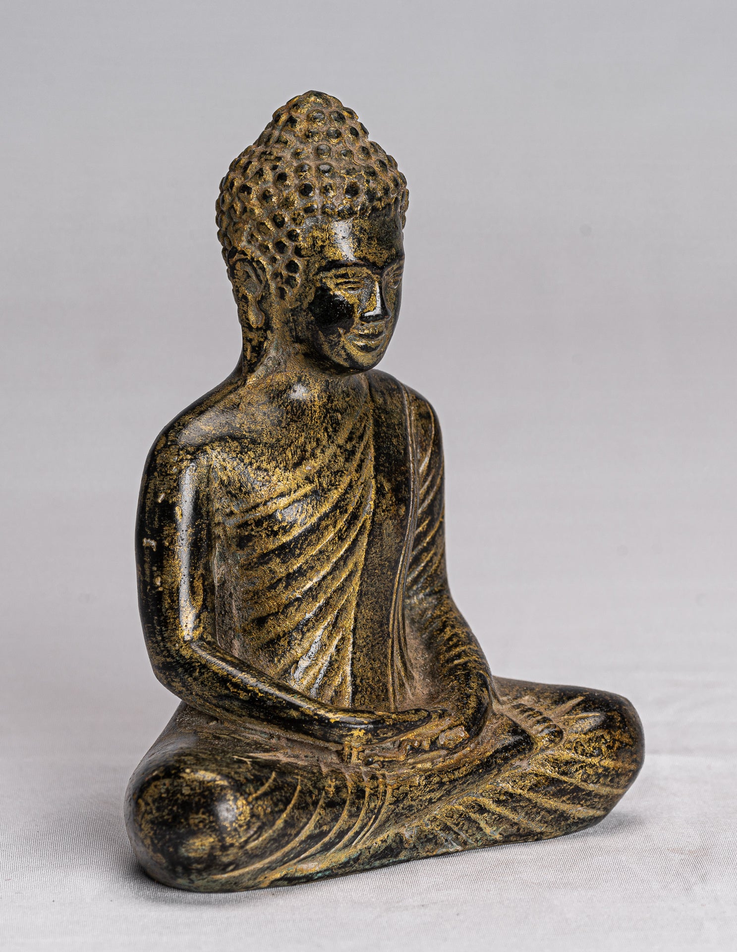 Estatua de Buda - Meditación de bronce de estilo jemer antiguo Angkor Buda Estatua -13.5cm/5 "