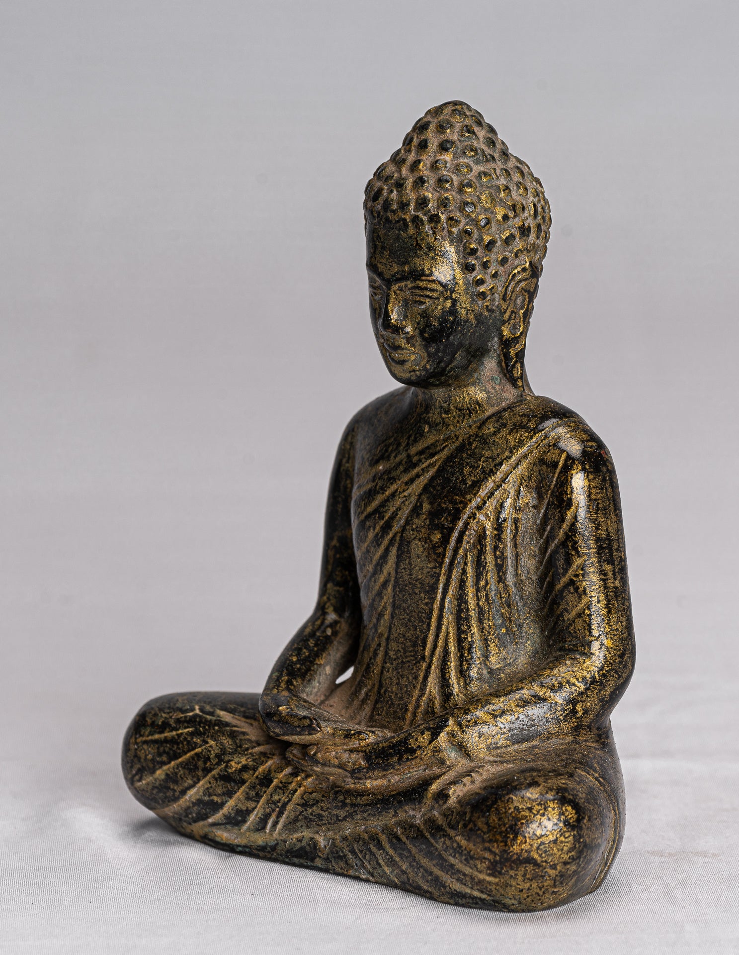 Estatua de Buda - Meditación de bronce de estilo jemer antiguo Angkor Buda Estatua -13.5cm/5 "