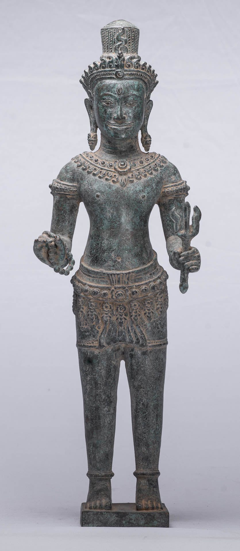 Antique Khmer Style Bronze Angkor Wat Standing Shiva-52cm/21 "