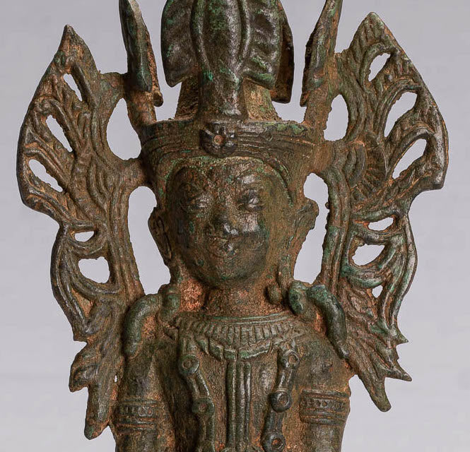 Buddha Statue - Antique Burmese Style Bronze Shan Enlightenment Seated Buddha Statue - 35cm/14"