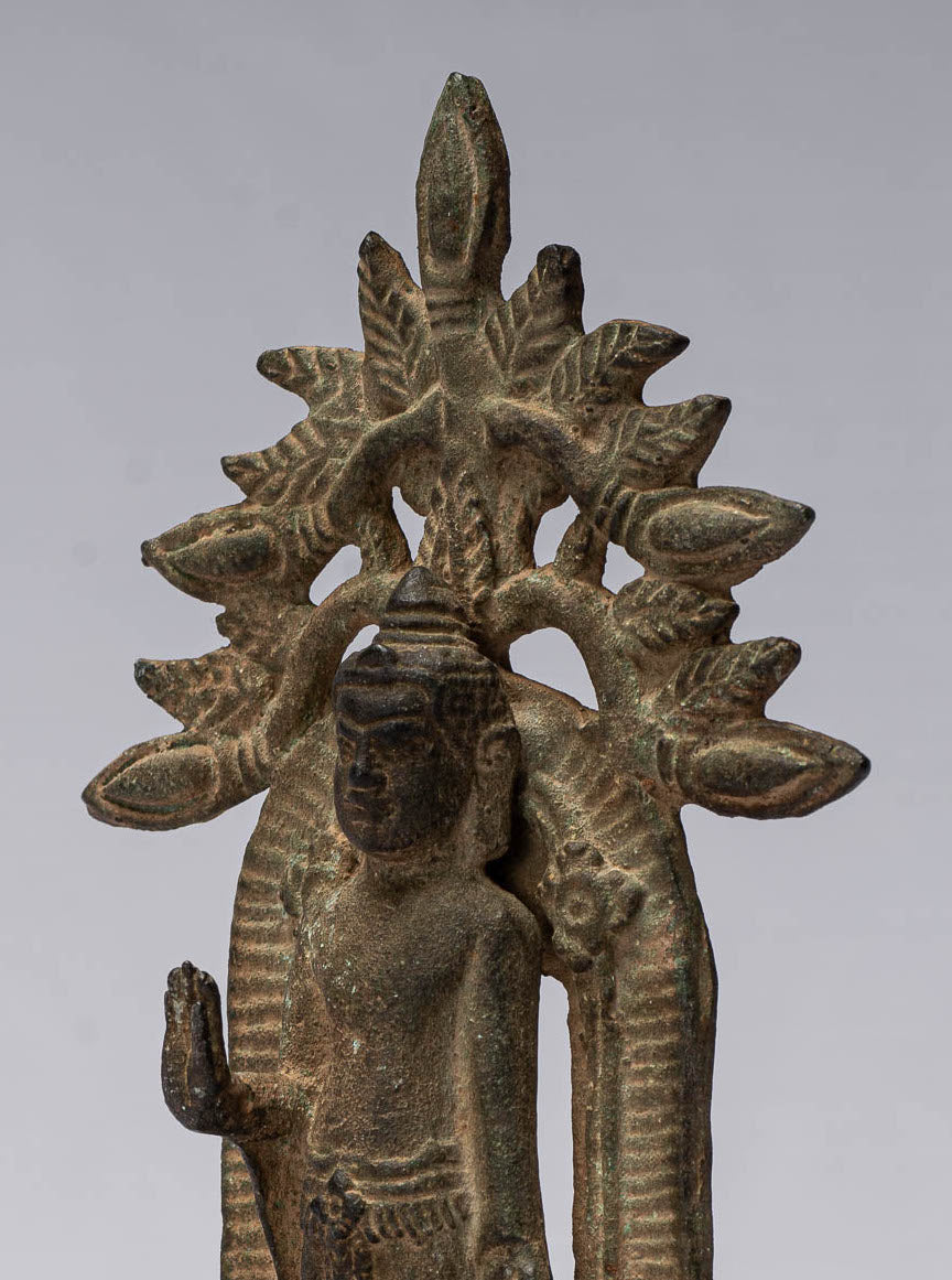 Bouddha - bronze de style khmer antique abhaya protection Bouddha - 16cm / 6 "