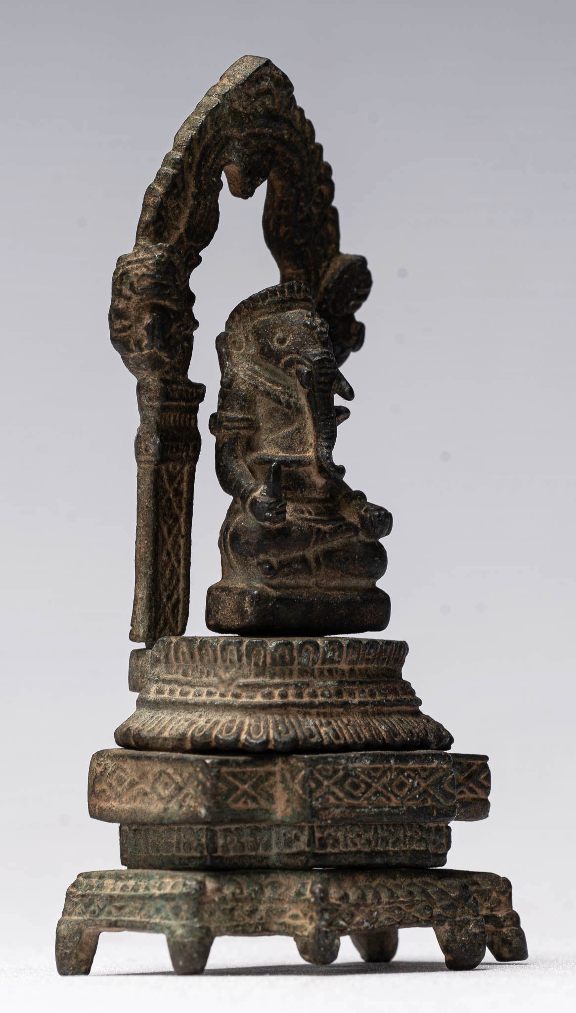 Statue Ganesha - Antique Thai Thai Intronited Bronze seduto Ganesha Statua - 11cm/4 "