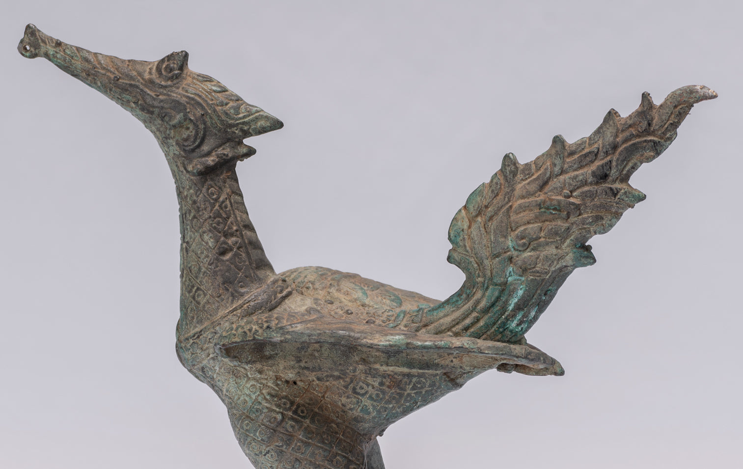 Antique Thai Thai Standing Bronze Mythical Bird/Goose/Peacock - 24 cm/10 "di altezza