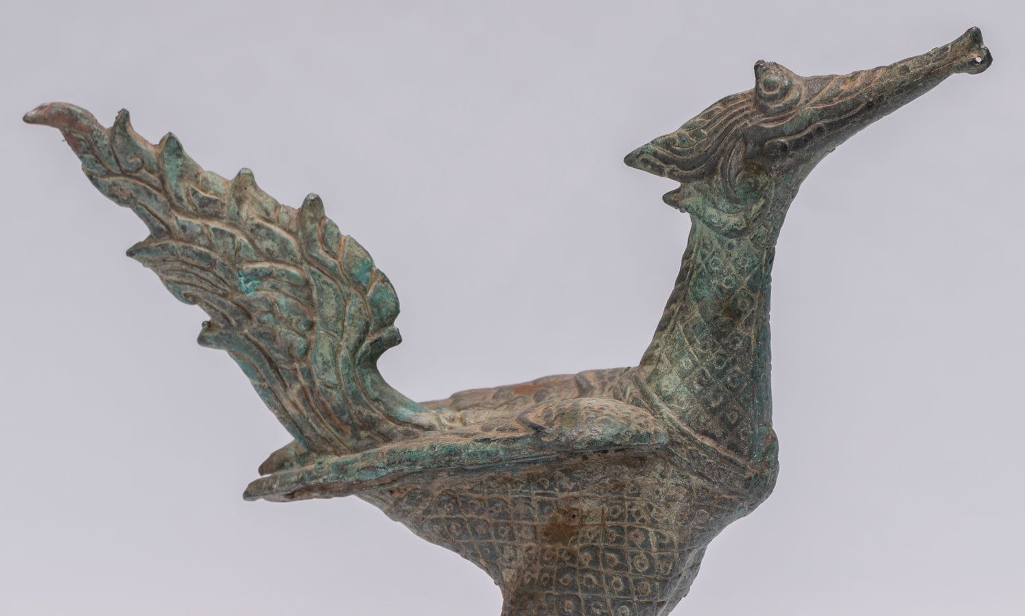 Antique Thai Thai Standing Bronze Mythical Bird/Goose/Peacock - 24 cm/10 "di altezza