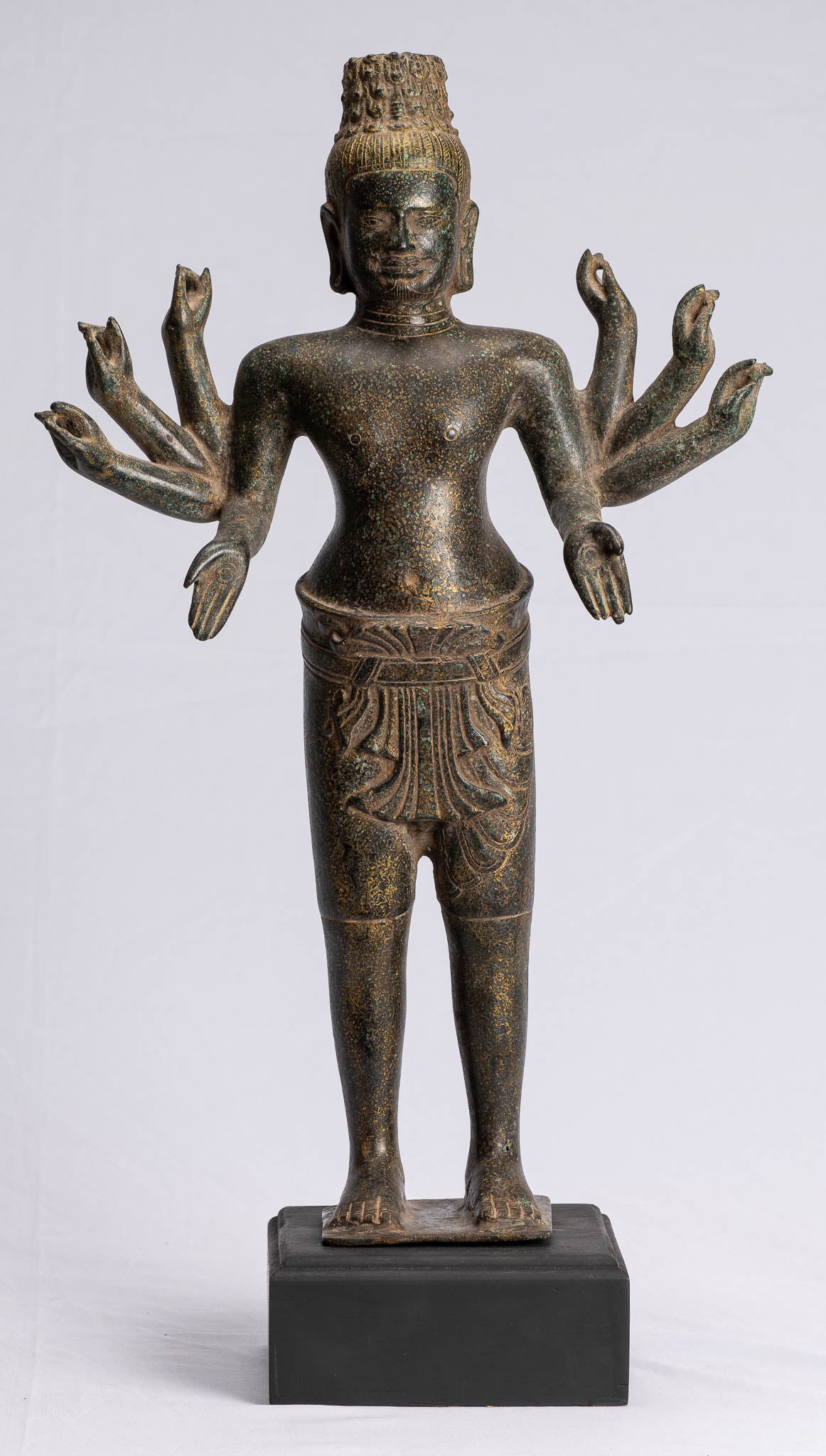 Antike Khmer Stil Bronze Bayon Stil Stehende Lokeshvara Statue 23cm/22"