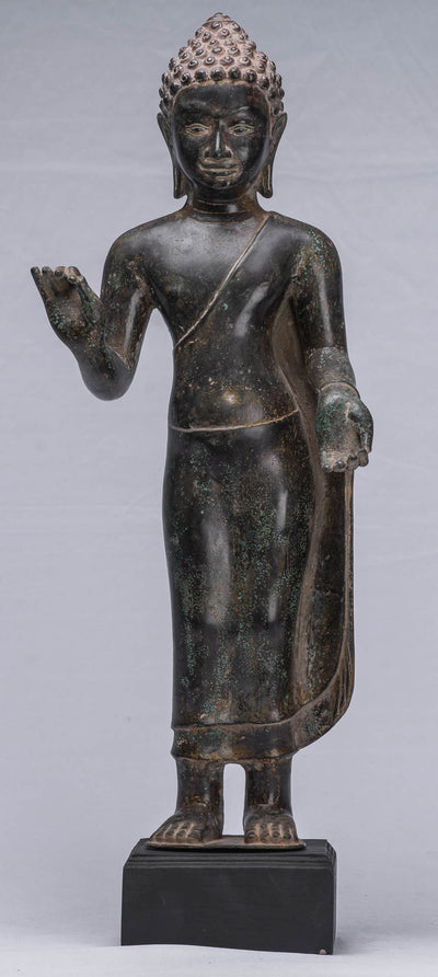 Buddha Statue-Antike Thai Style Dvaravati Bronze Standing Preaching Buddha Statue 55cm/22 "