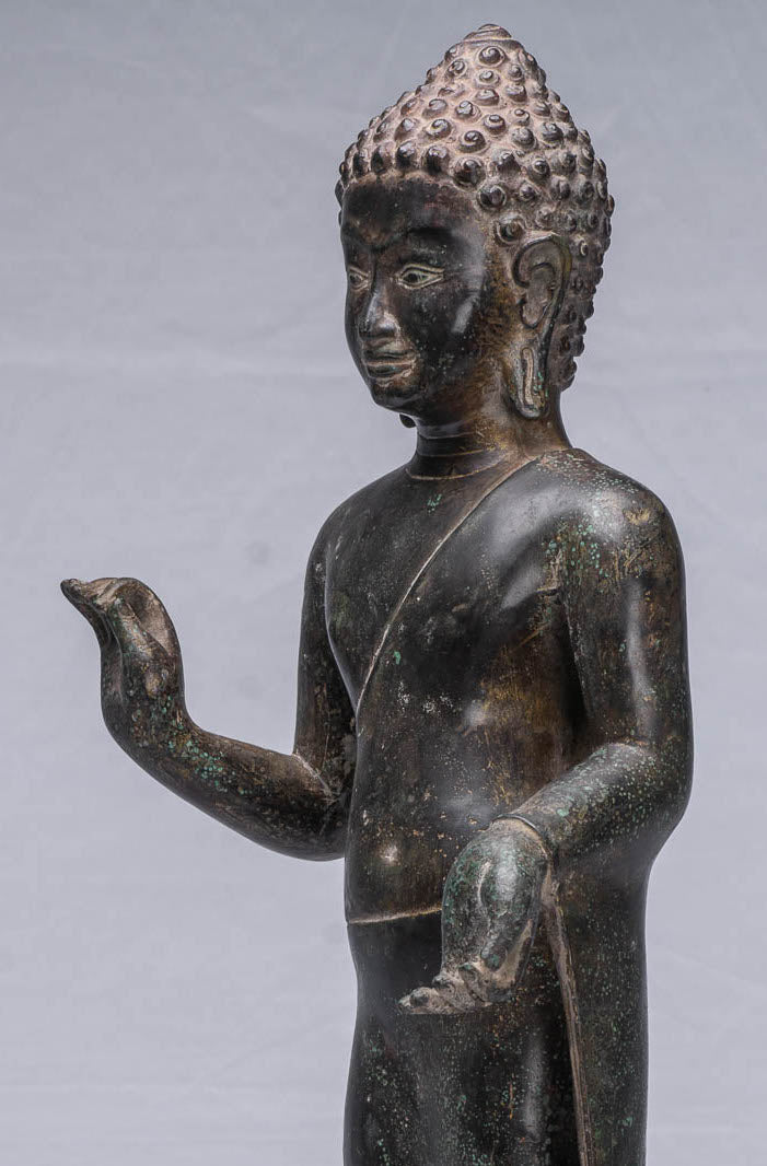 Buddha Statue-Antike Thai Style Dvaravati Bronze Standing Preaching Buddha Statue 55cm/22 "