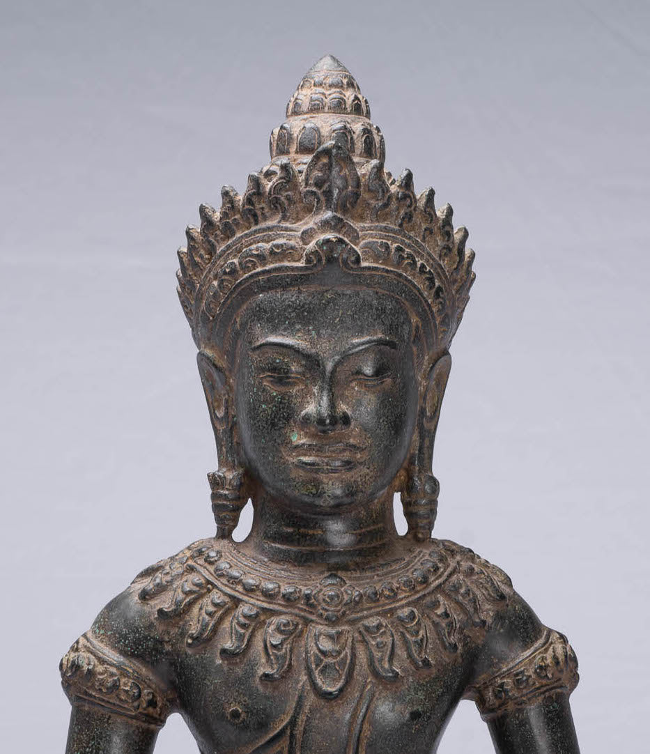 Statue de Bouddha-Antique Bayon Style khmer Statue-Méditation Mudra-46cm/18 "