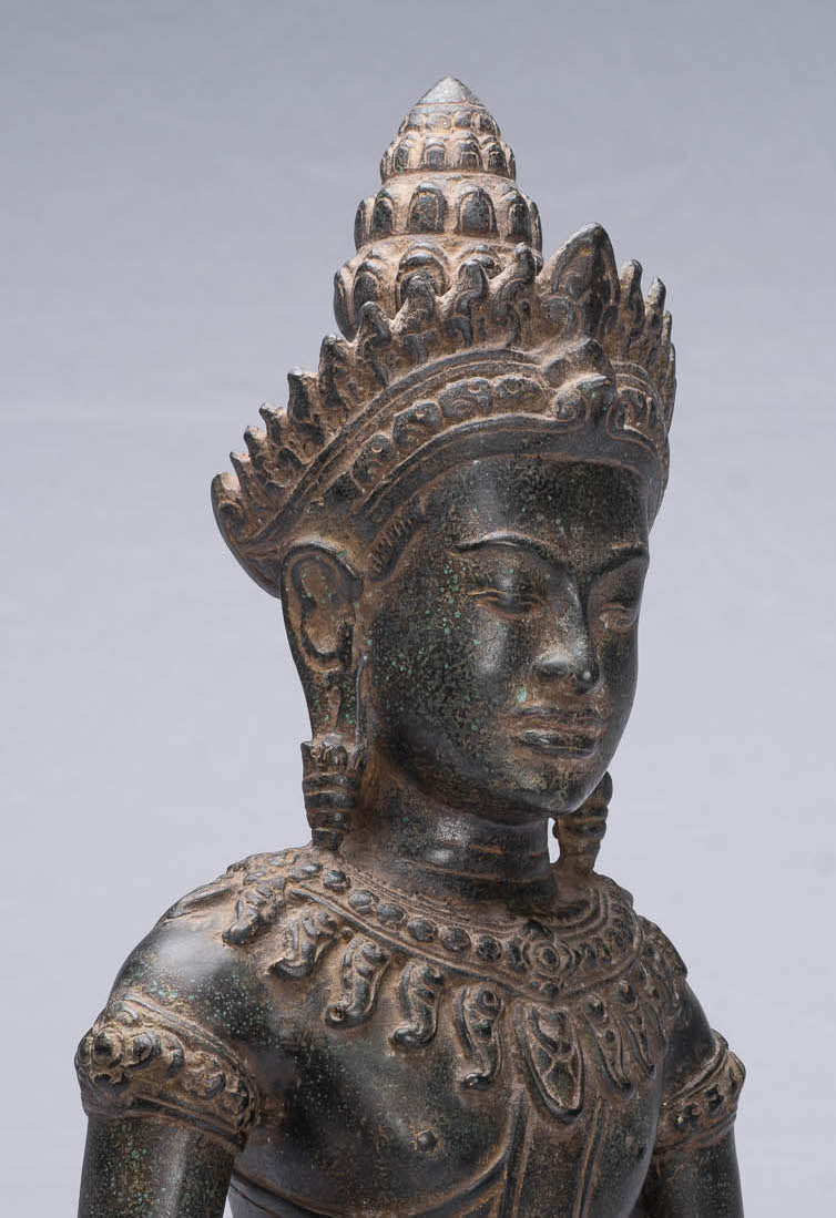 Statue de Bouddha-Antique Bayon Style khmer Statue-Méditation Mudra-46cm/18 "