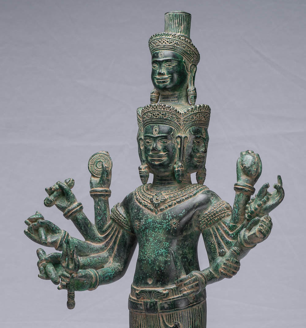 Antique Khmer Style Bronze Bayon Statue Shiva in piedi e Yoni - 59 cm/24 "