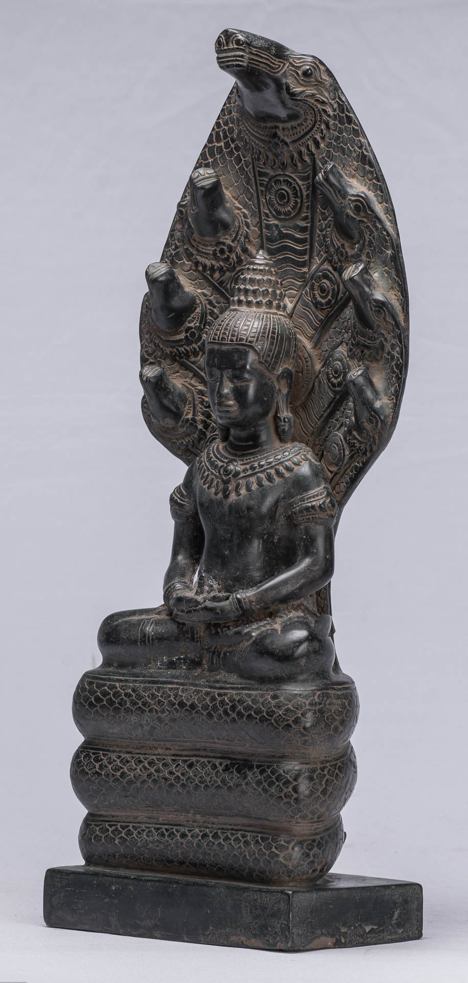 Bouddha Statue-Antique Bayon Style Khmer Seated Bronze Naga Meditation Bouddha-43cm/17 "