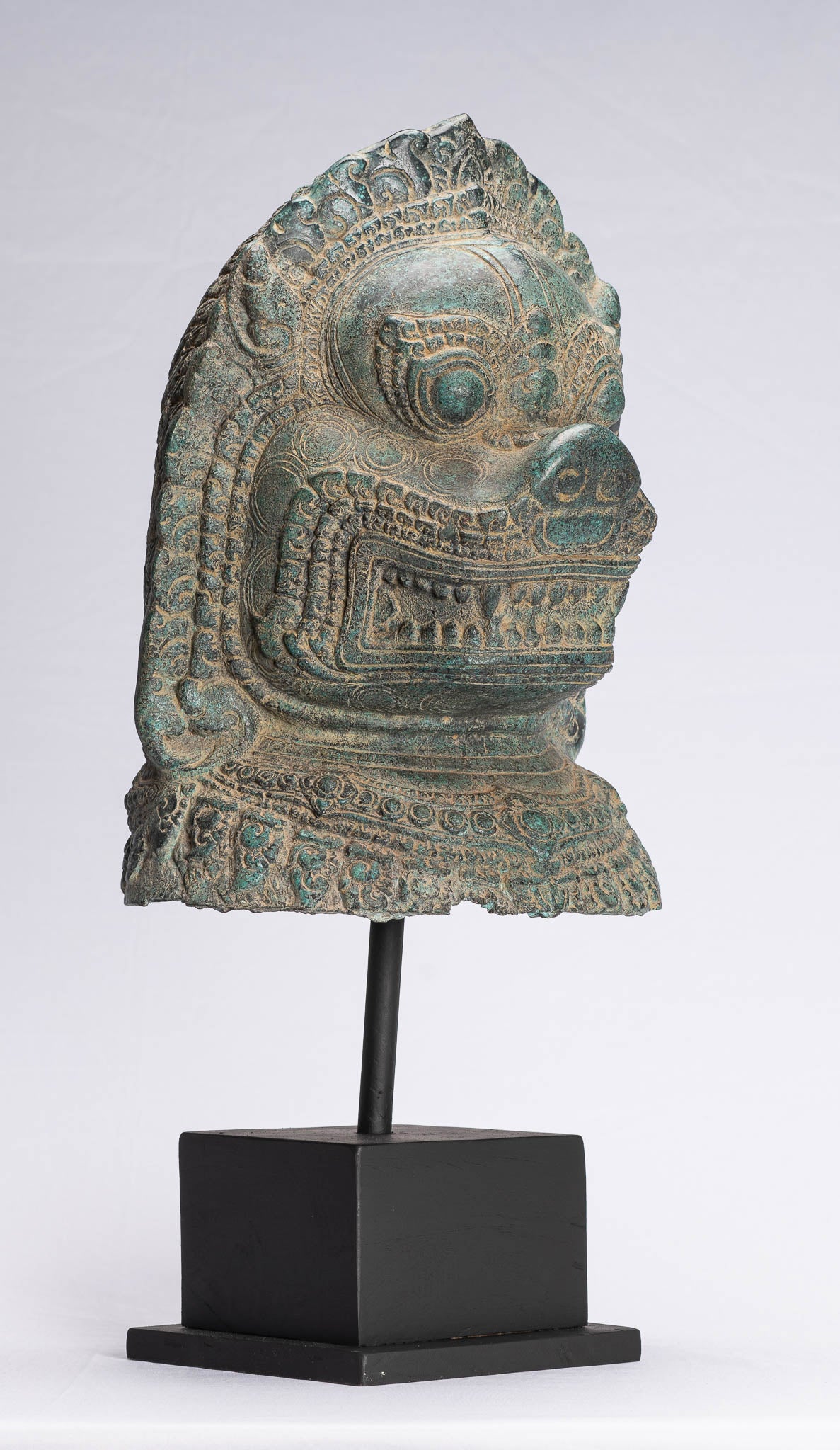 Antike Khmer Style Bronze Mounted Temple Guardian oder Lion Head-52cm/21 "