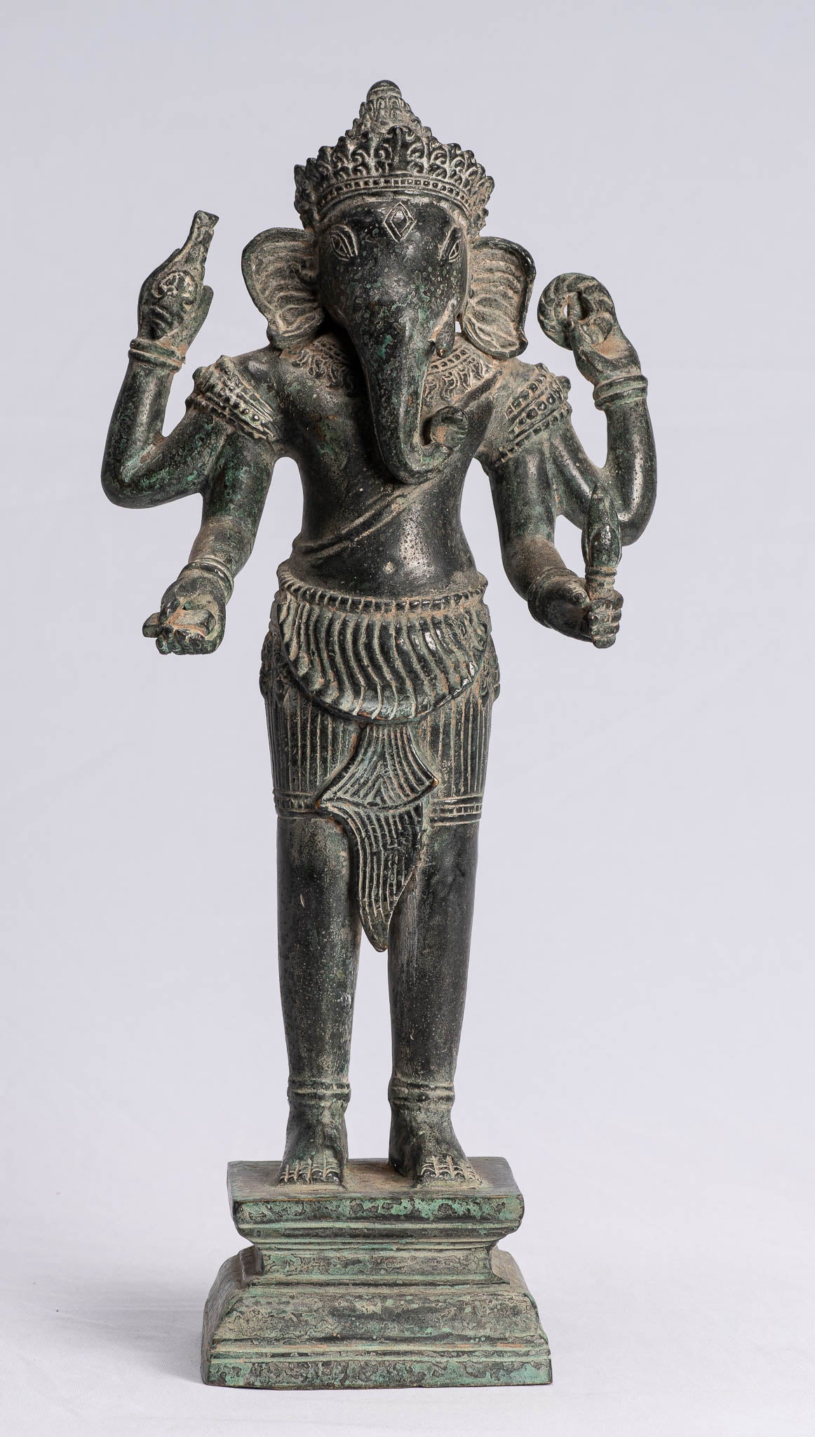Statue de Ganesha – Statue de Bayon Ganesh debout en bronze antique de style khmer – 40 cm