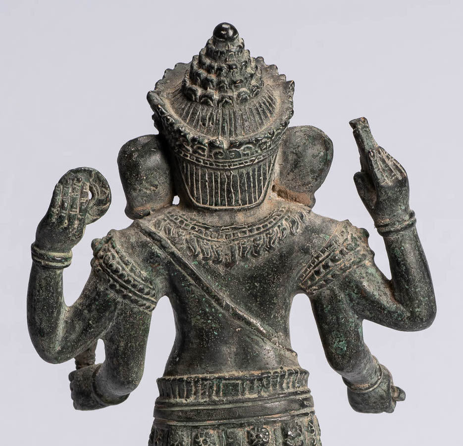 Statue de Ganesha – Statue de Bayon Ganesh debout en bronze antique de style khmer – 40 cm