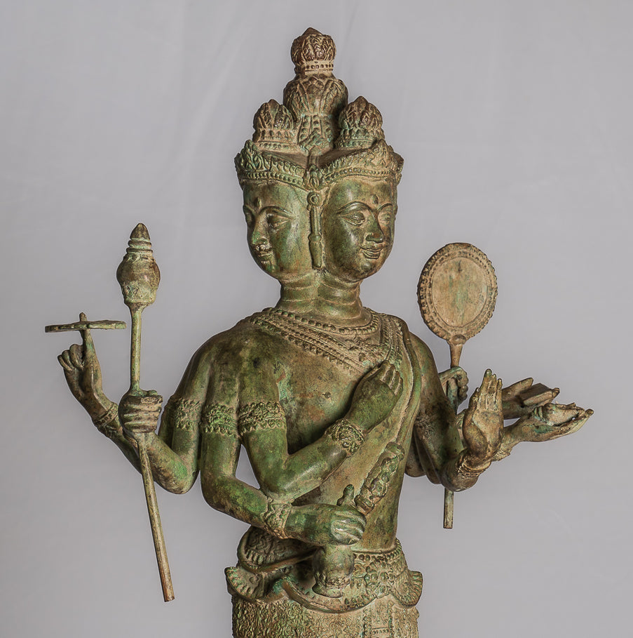 Brahma Statue - Antique Thai Style Standing Bronze Brahma Statue - 76cm/30"