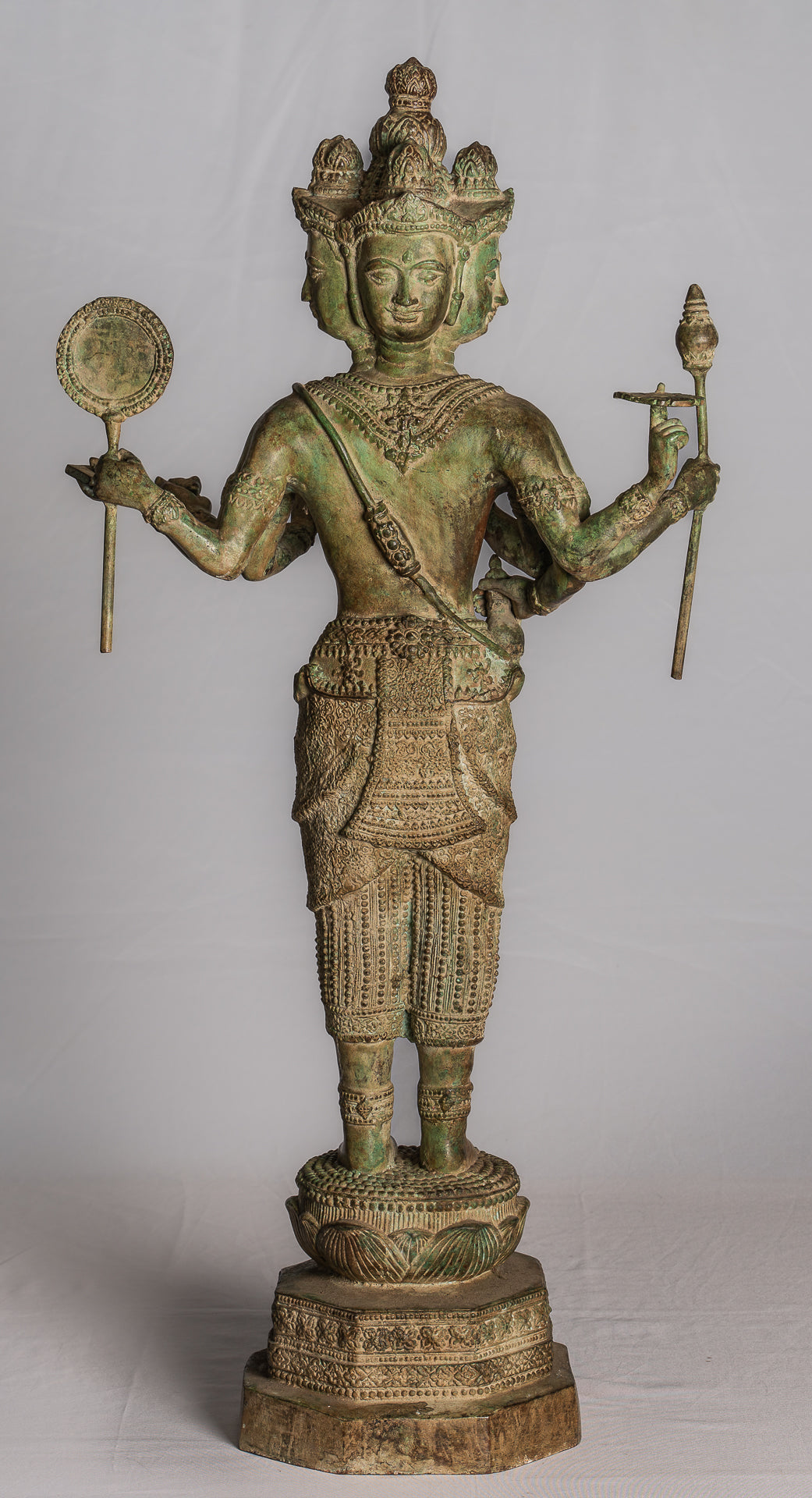 Brahma Statue - Antique Thai Style Standing Bronze Brahma Statue - 76cm/30"