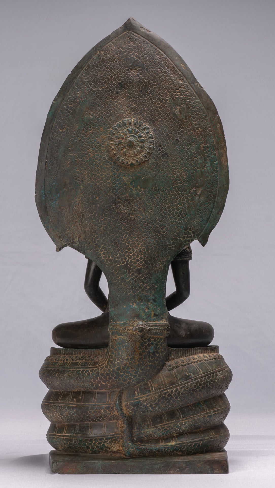 Statua Buddha - Antique Thai Thai Bronzo Meditazione seduta Naga Buddha Statua - 66 cm/26 "