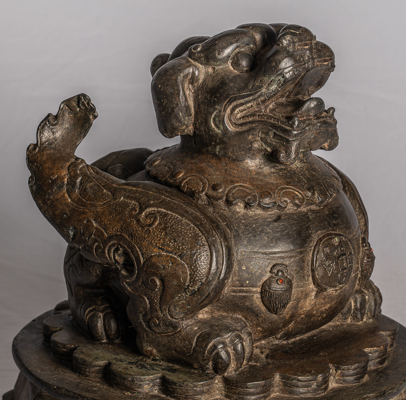 Antique chinois Temple gardien lion Fu chien reine Lion - 37cm / 15 "