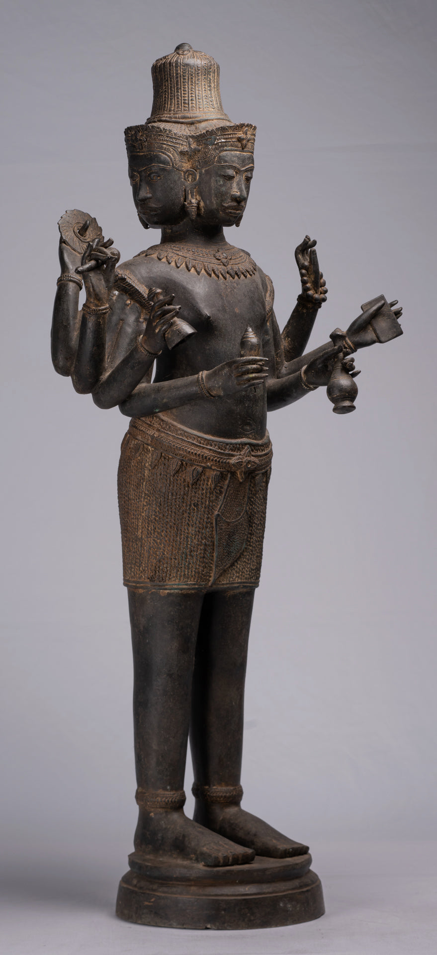 Statue de Brahma - Style Khmer Antique Koh Ker Brahma debout en bronze - Création du Dieu hindou - 97 cm/39"