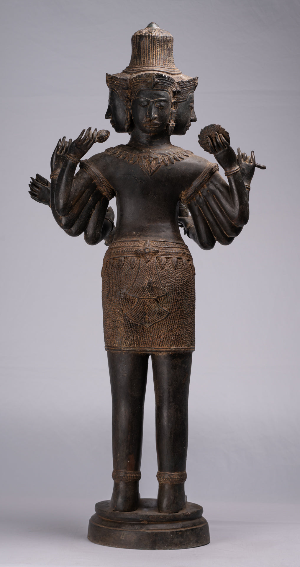 Statue de Brahma - Style Khmer Antique Koh Ker Brahma debout en bronze - Création du Dieu hindou - 97 cm/39"