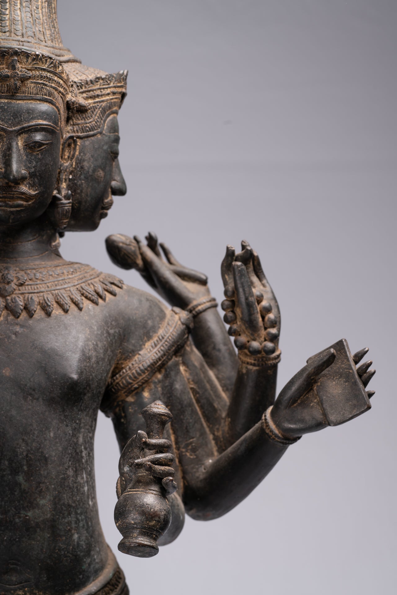 Statue de Brahma - Style Khmer Antique Koh Ker Brahma debout en bronze - Création du Dieu hindou - 97 cm/39"