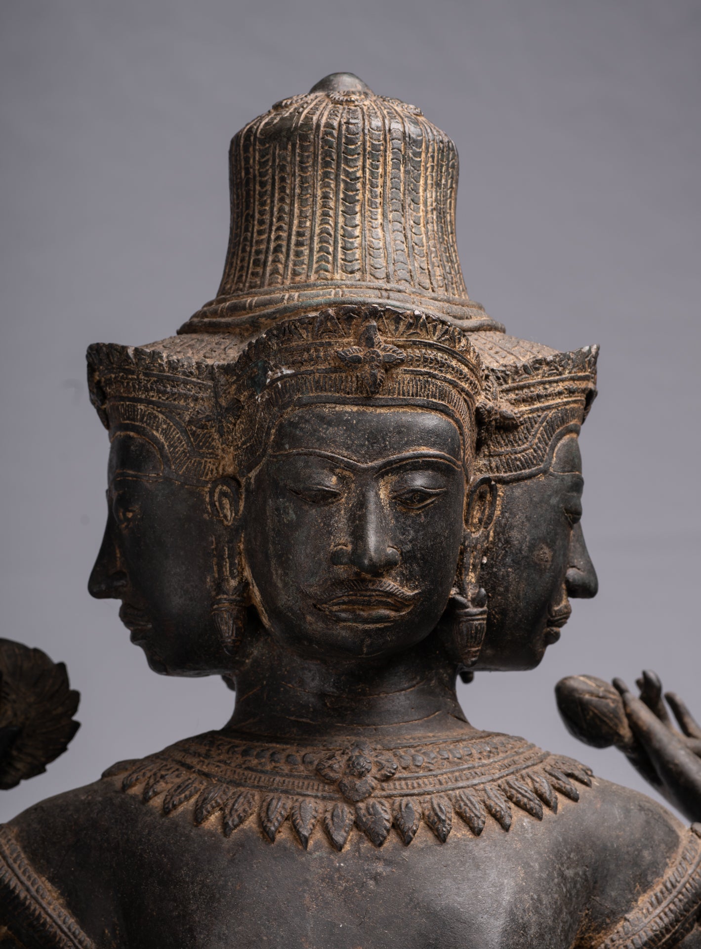 Statue de Brahma - Style Khmer Antique Koh Ker Brahma debout en bronze - Création du Dieu hindou - 97 cm/39"