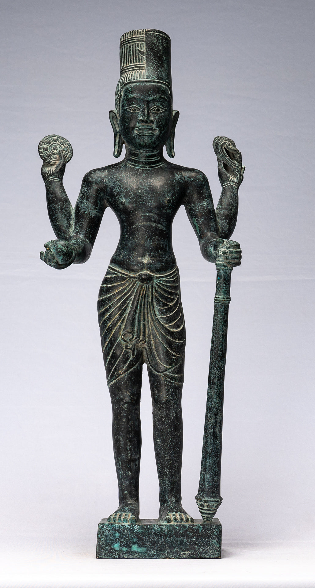 Harihara - antique Phnom Penh Style bronze khmer Hari Hara ou Vishnu & Shiva - 57cm / 23 "