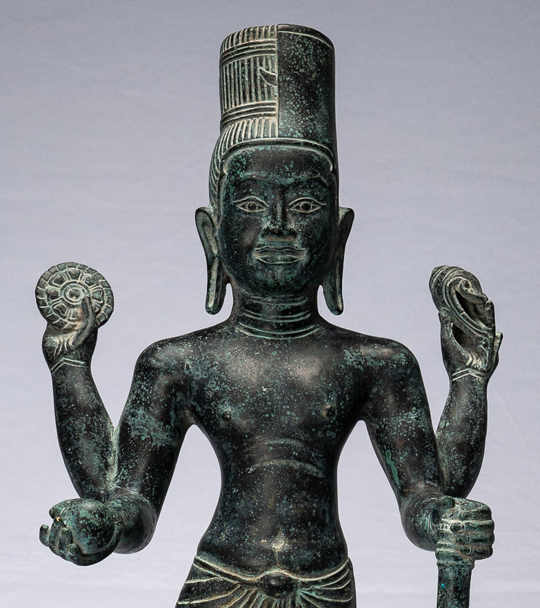 Harihara - antique Phnom Penh Style bronze khmer Hari Hara ou Vishnu & Shiva - 57cm / 23 "