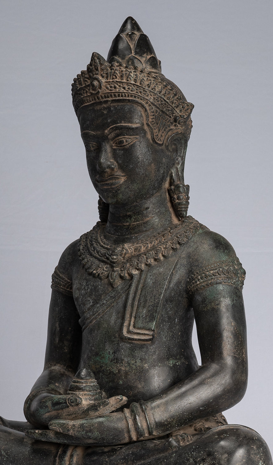 Buddha Statue-Antike Khmer Style Bronze Seated Amitabha Meditation Buddha Statue-55cm/22 "