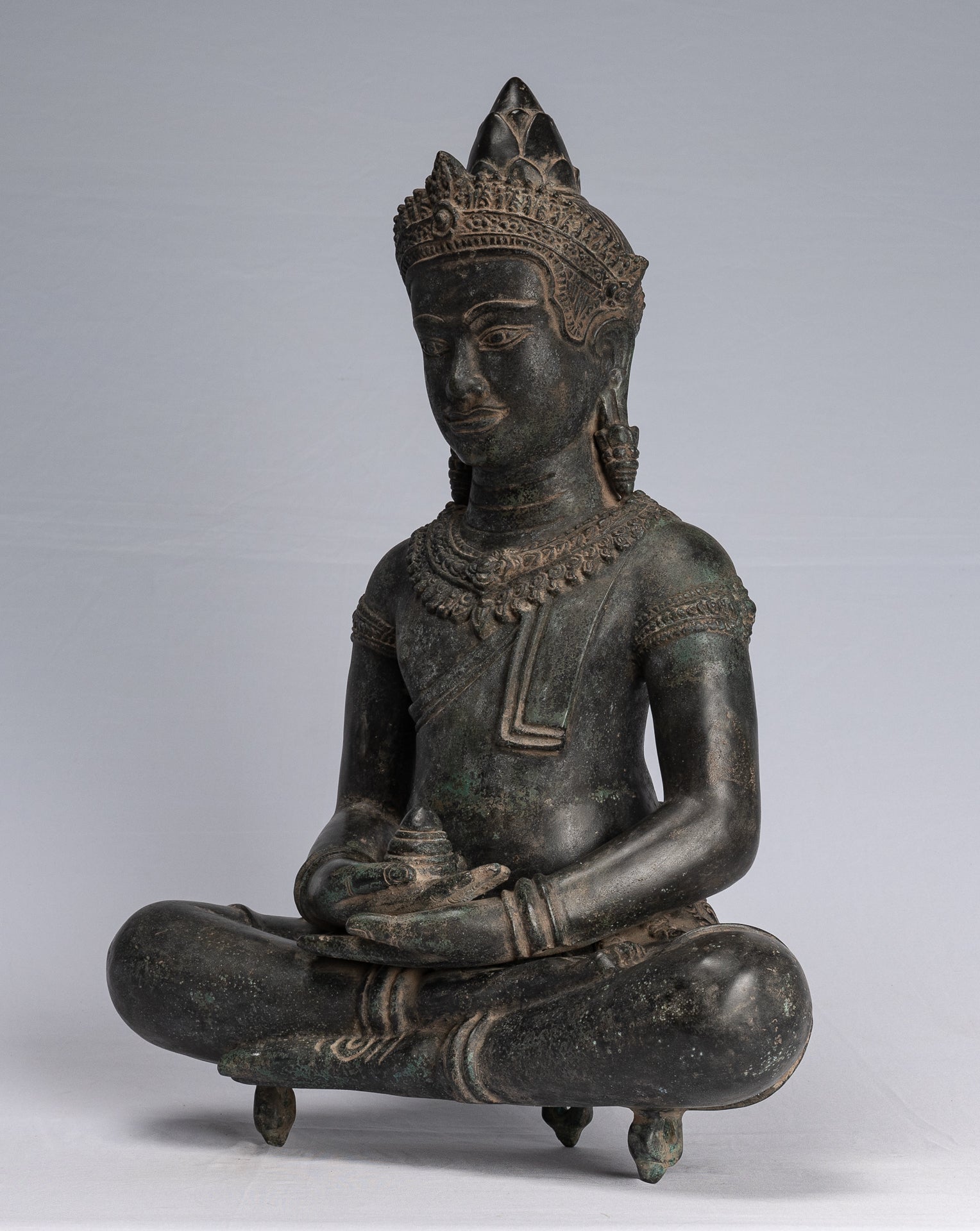 Buddha Statue-Antike Khmer Style Bronze Seated Amitabha Meditation Buddha Statue-55cm/22 "