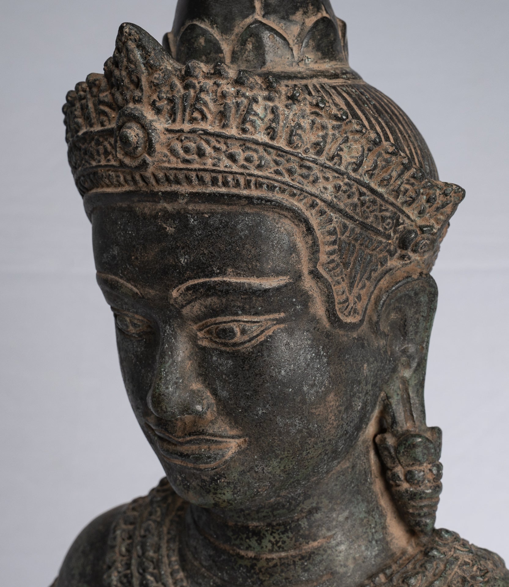 Buddha Statue-Antike Khmer Style Bronze Seated Amitabha Meditation Buddha Statue-55cm/22 "