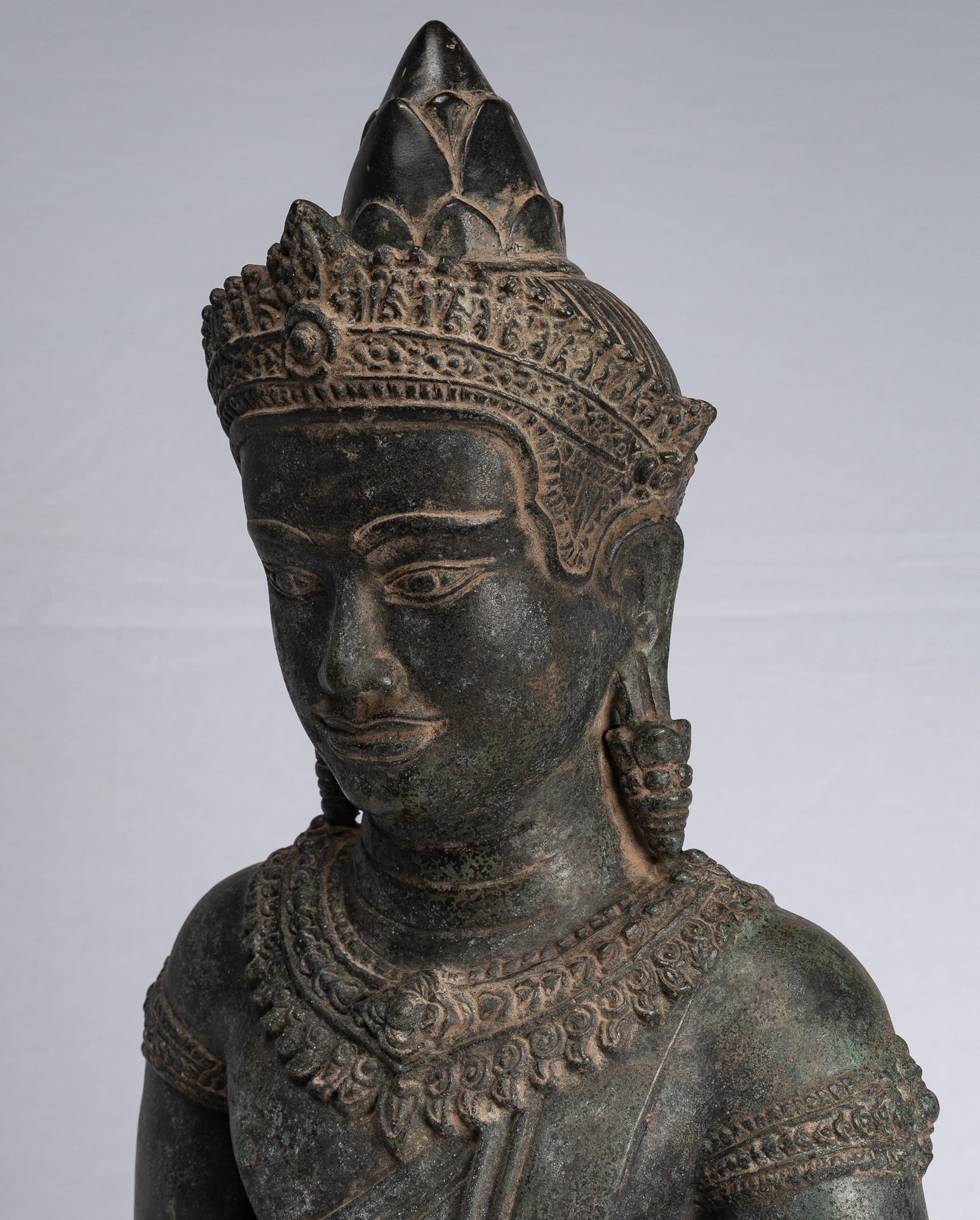 Buddha Statue-Antike Khmer Style Bronze Seated Amitabha Meditation Buddha Statue-55cm/22 "