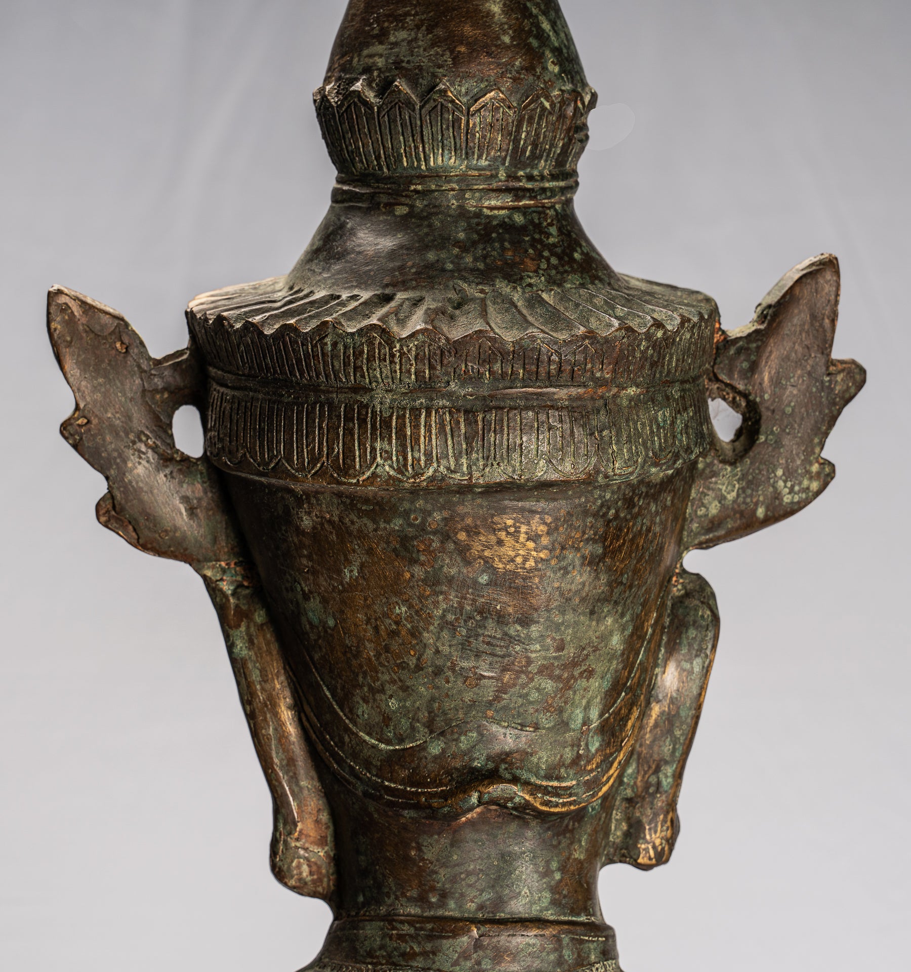 Antique Burmese Style Bronze Shan Enlightenment Seated Buddha Statue - 102cm/41"