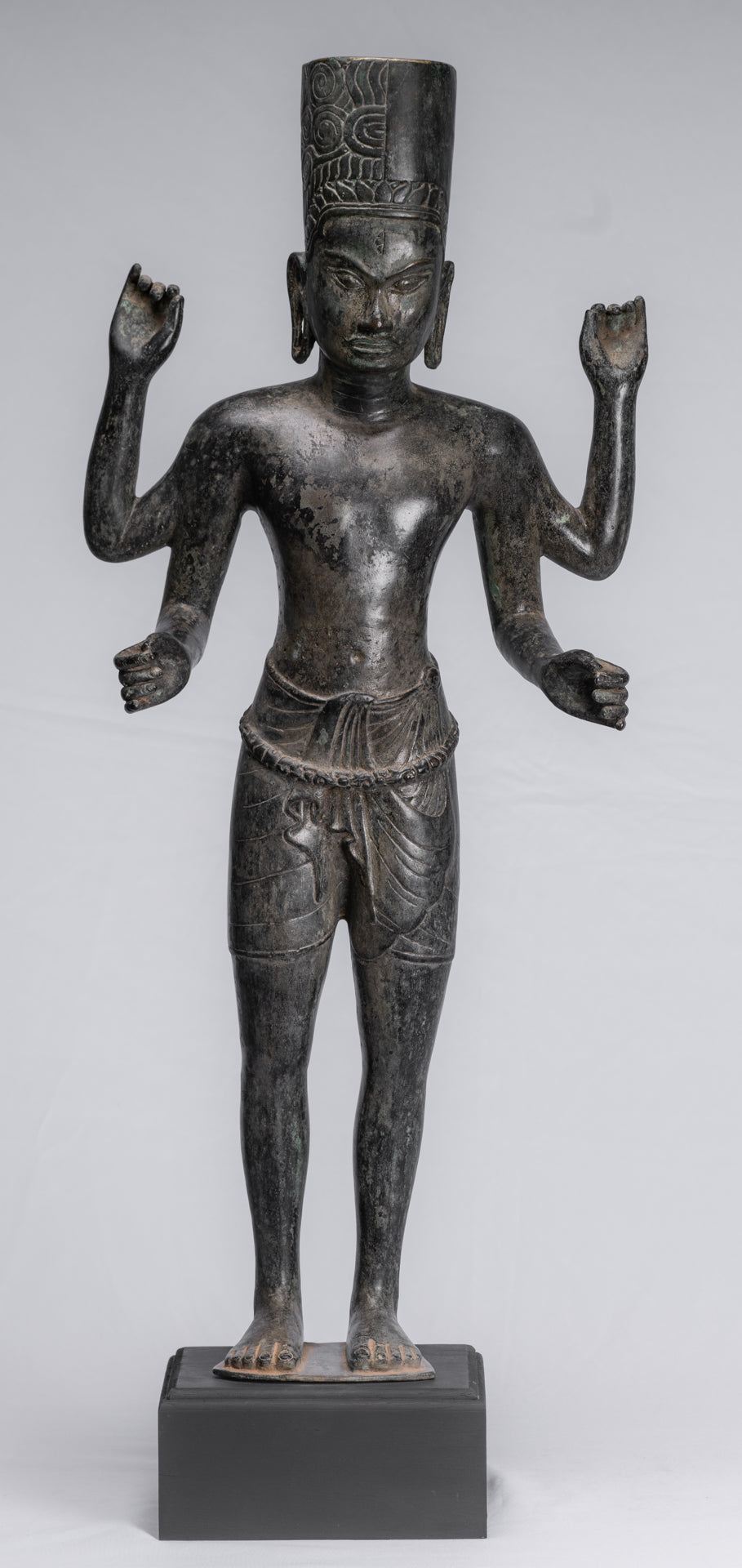 Harihara - Antique Phnom Da Style Bronze Khmer Hari Hara or Vishnu & Shiva - 77cm/31"