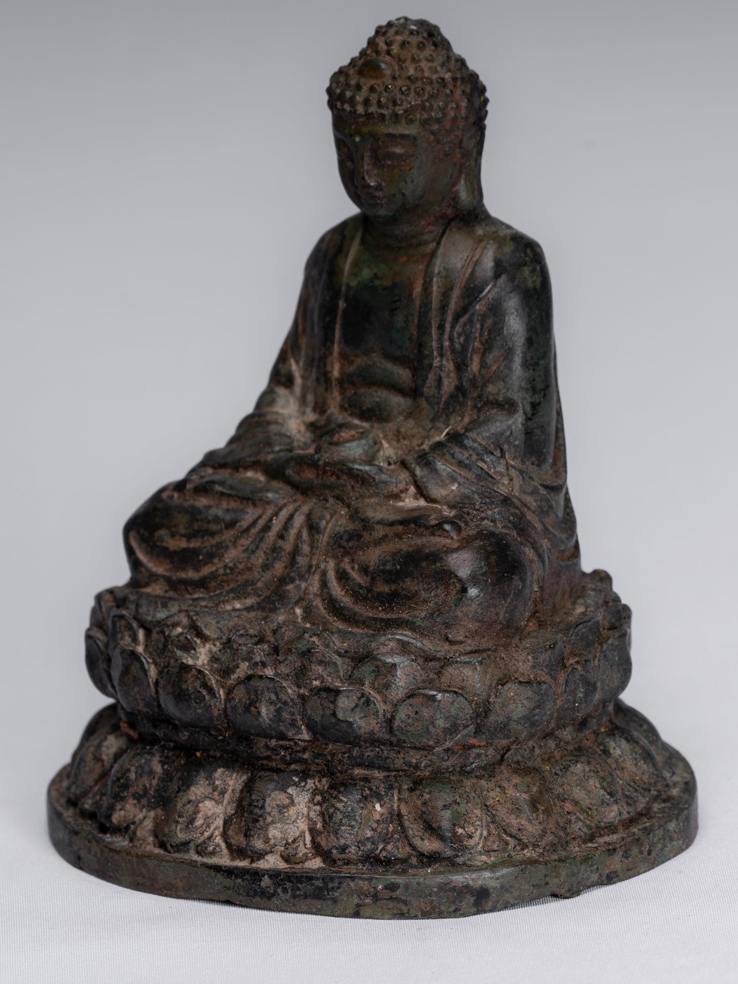 Statua Buddha - Meditazione di bronzo in bronzo cinese Antique Statue Buddha - 13 cm/5 "