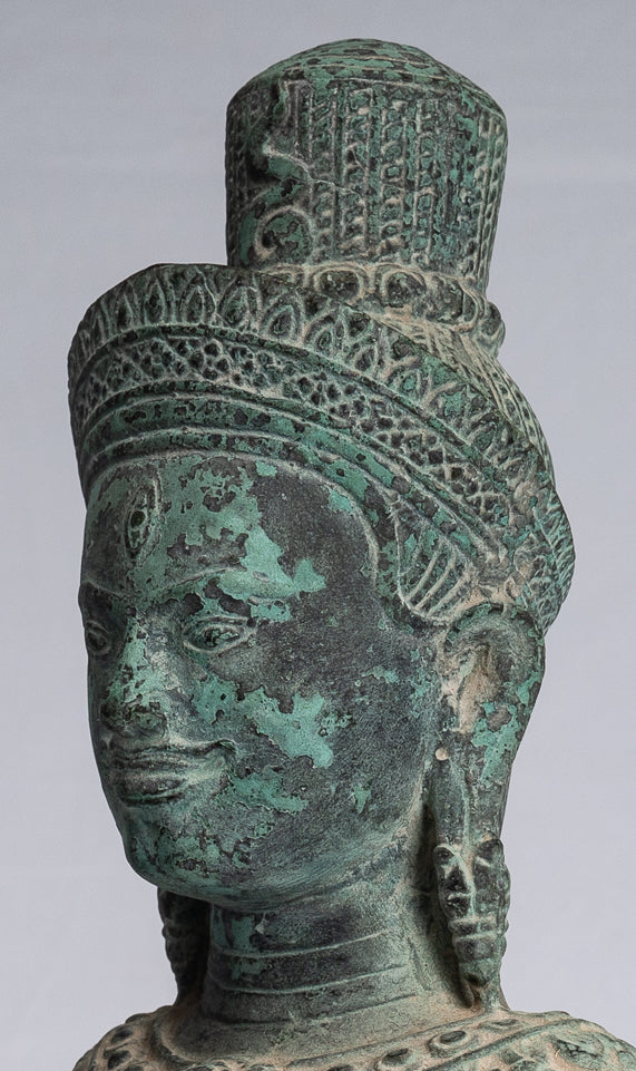 Statue de Shiva - Statue de torse de Shiva de style Khmer antique montée en bronze de style Koh Ker - 26 cm/10"