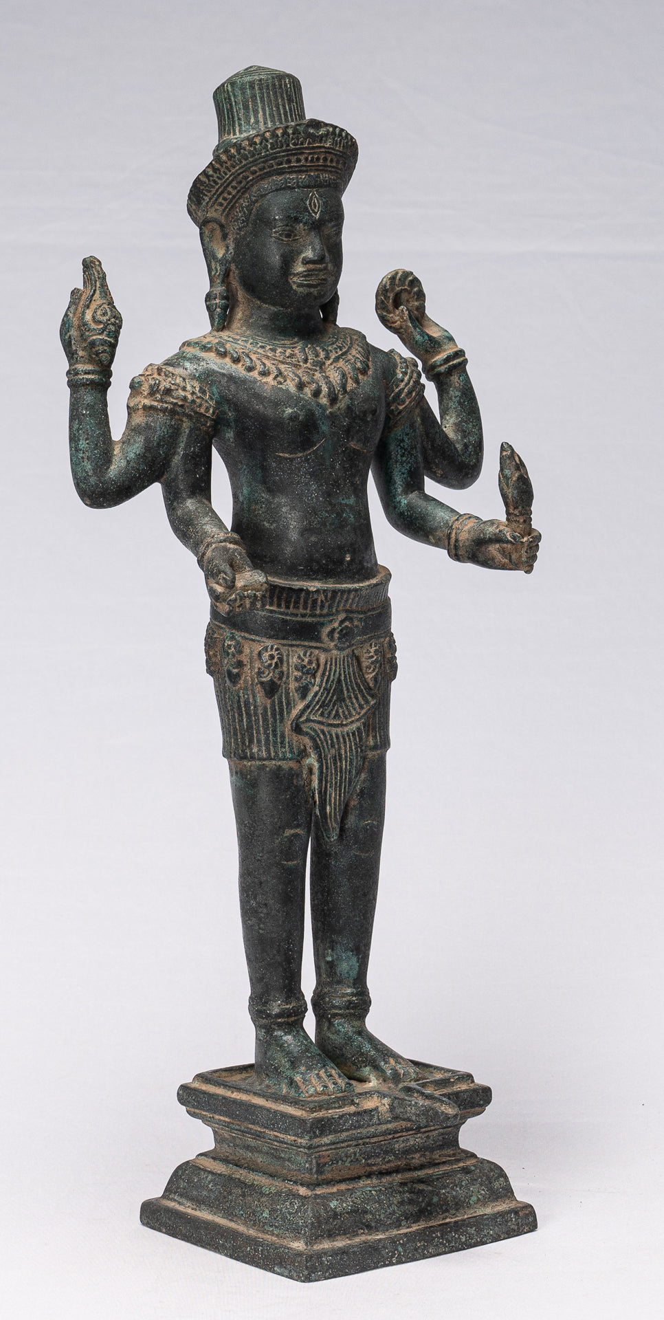 Shiva  Statue - Antique Khmer Style Bronze Koh Ker Style Shiva Statue - 44cm/18"