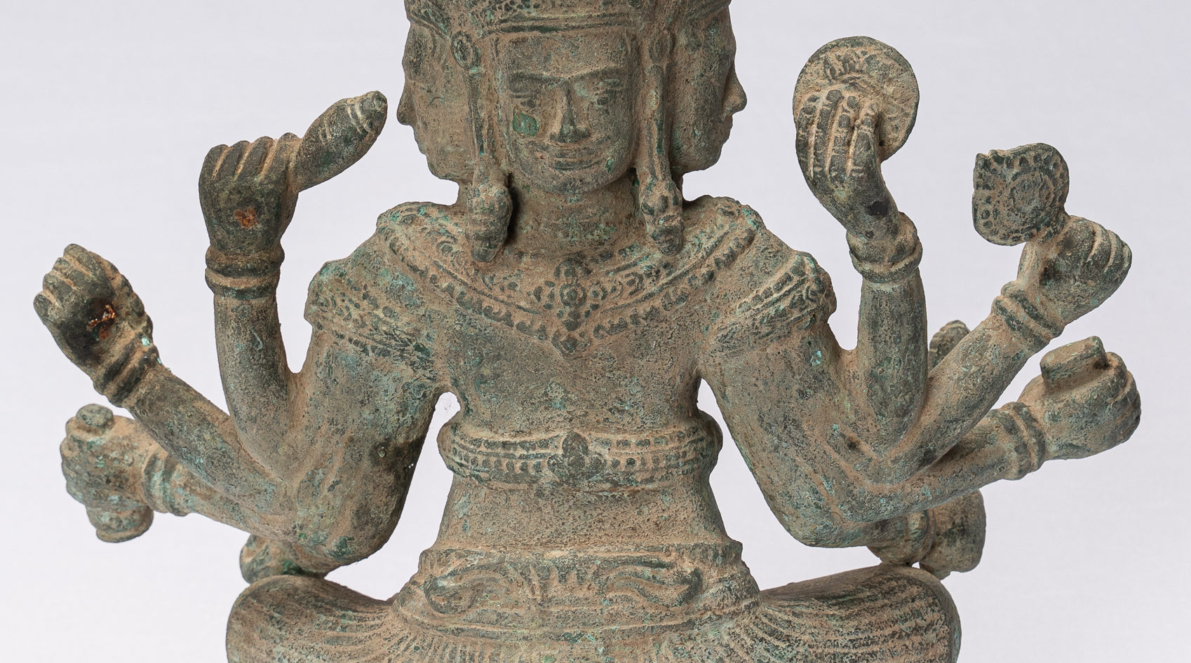 Statue de Brahma - bronze de style khmer antique 8 bras belong Brahma - création de Dieu Hindou - 31cm / 12 "
